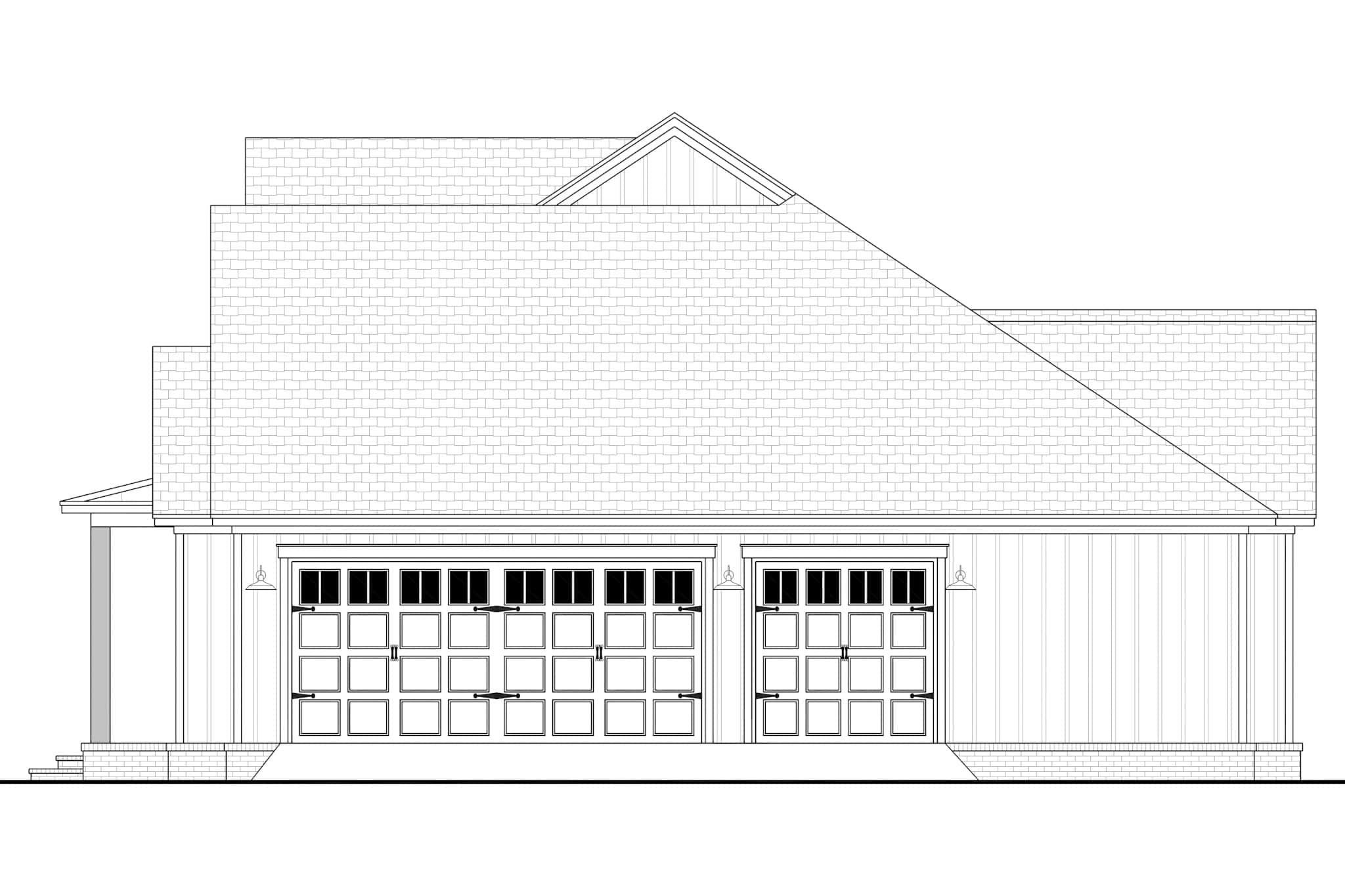 Home Plan Right Elevation of this 4-Bedroom,2500 Sq Ft Plan -142-1518