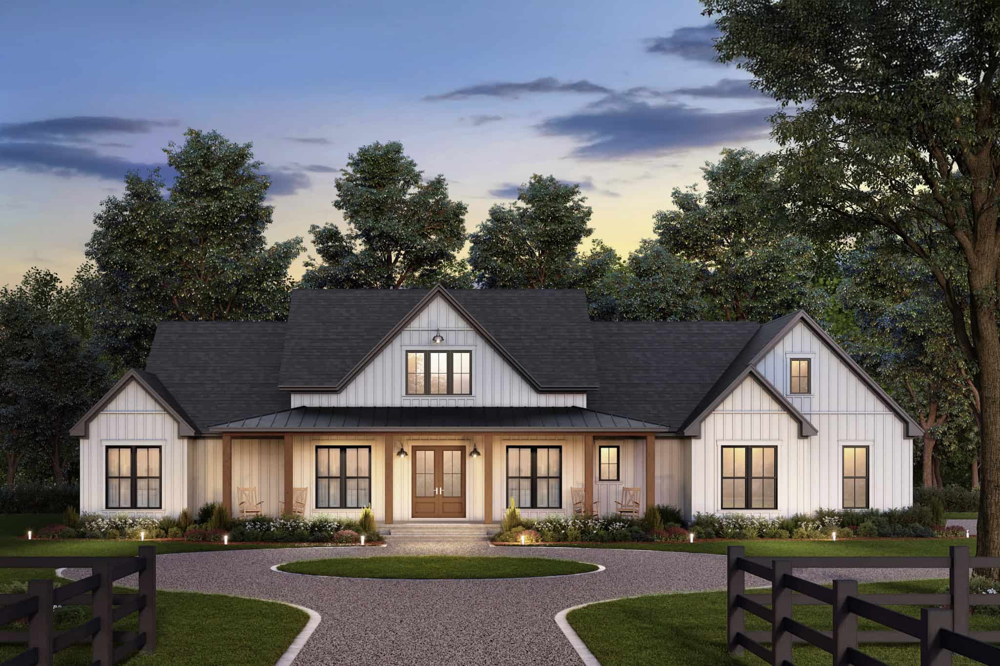 Home at Night of this 4-Bedroom,2500 Sq Ft Plan -142-1518