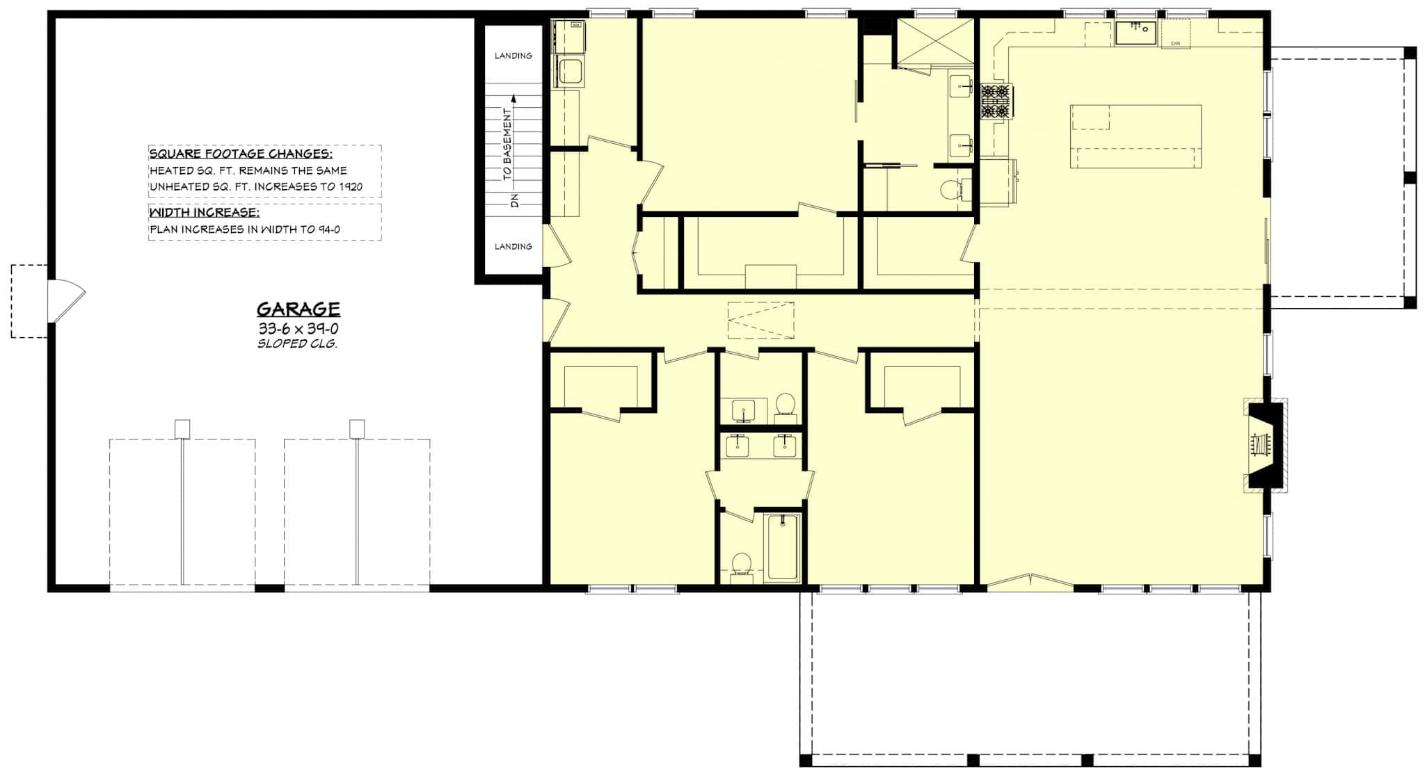 Main Level of Modern Plan #142-1520