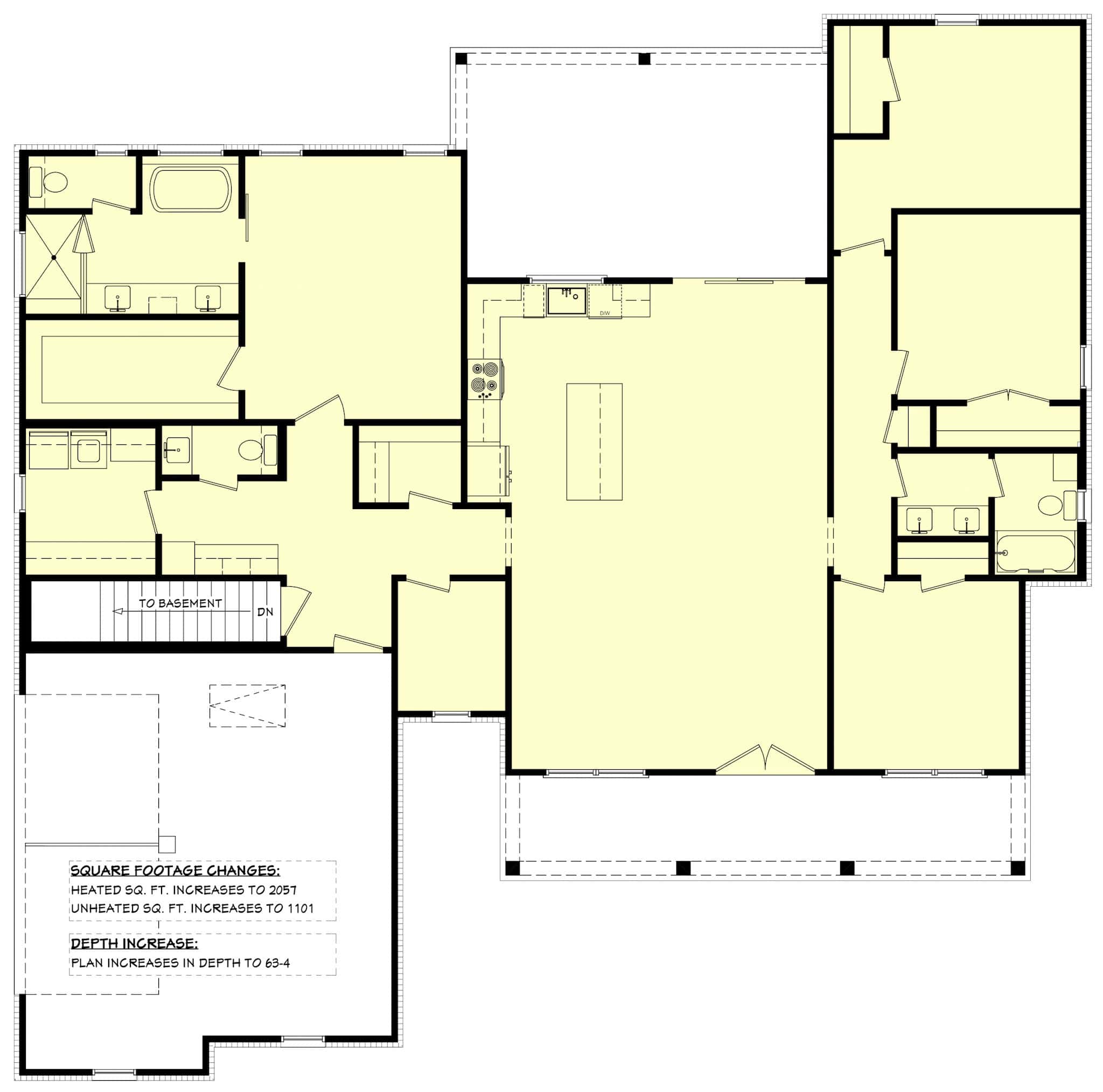 Main Level of Craftsman Plan #142-1521