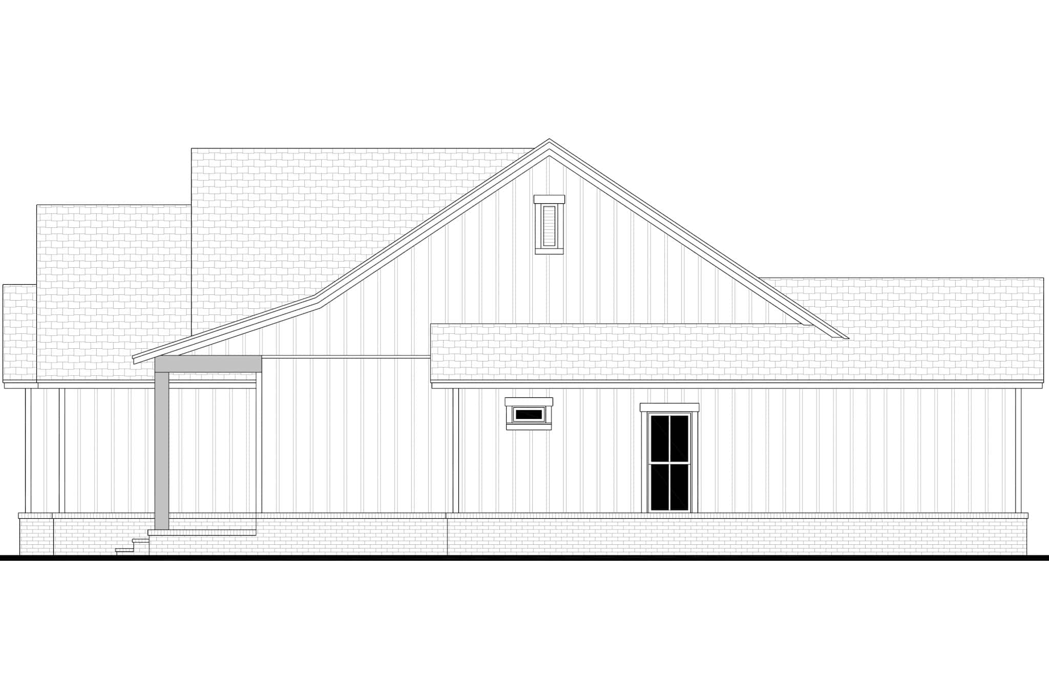 Home Plan Right Elevation of this 4-Bedroom,2012 Sq Ft Plan -142-1521