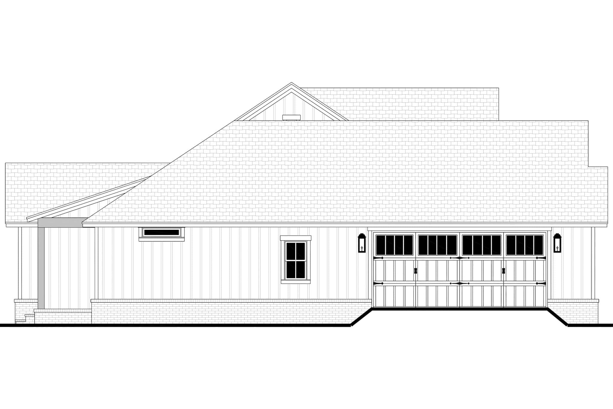 Home Plan Left Elevation of this 4-Bedroom,2012 Sq Ft Plan -142-1521