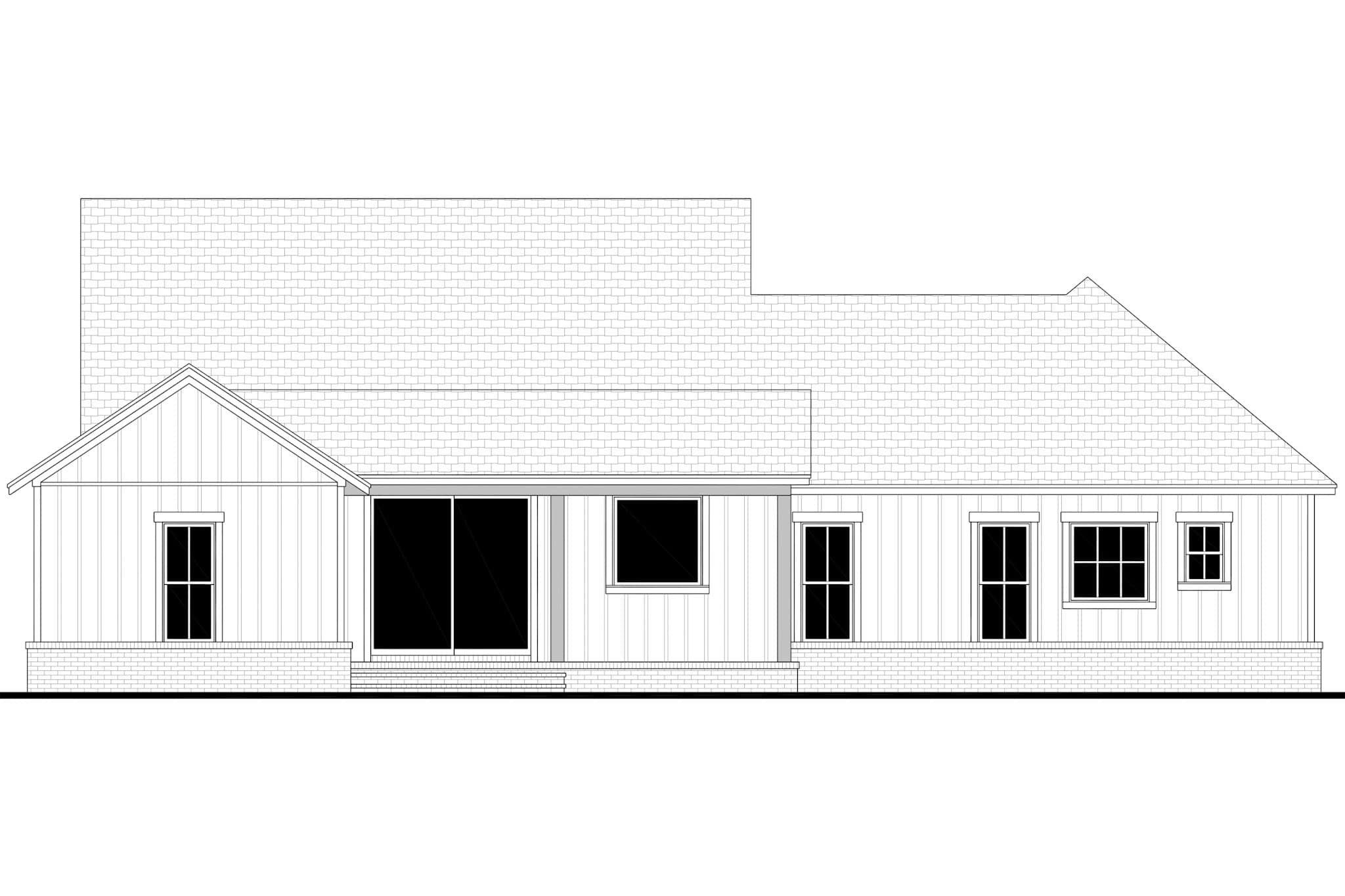 Home Plan Rear Elevation of this 4-Bedroom,2012 Sq Ft Plan -142-1521
