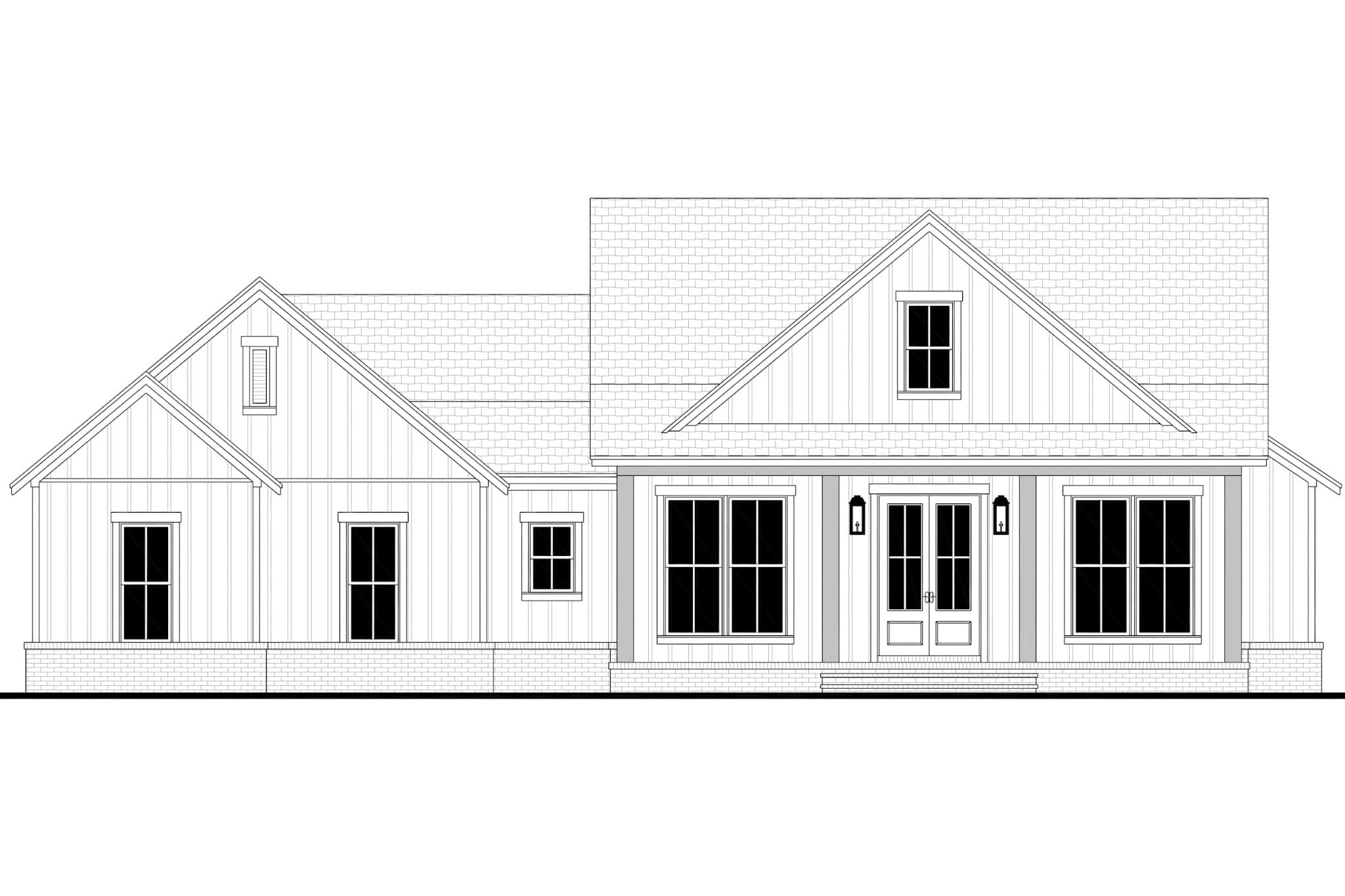 Home Plan Front Elevation of this 4-Bedroom,2012 Sq Ft Plan -142-1521