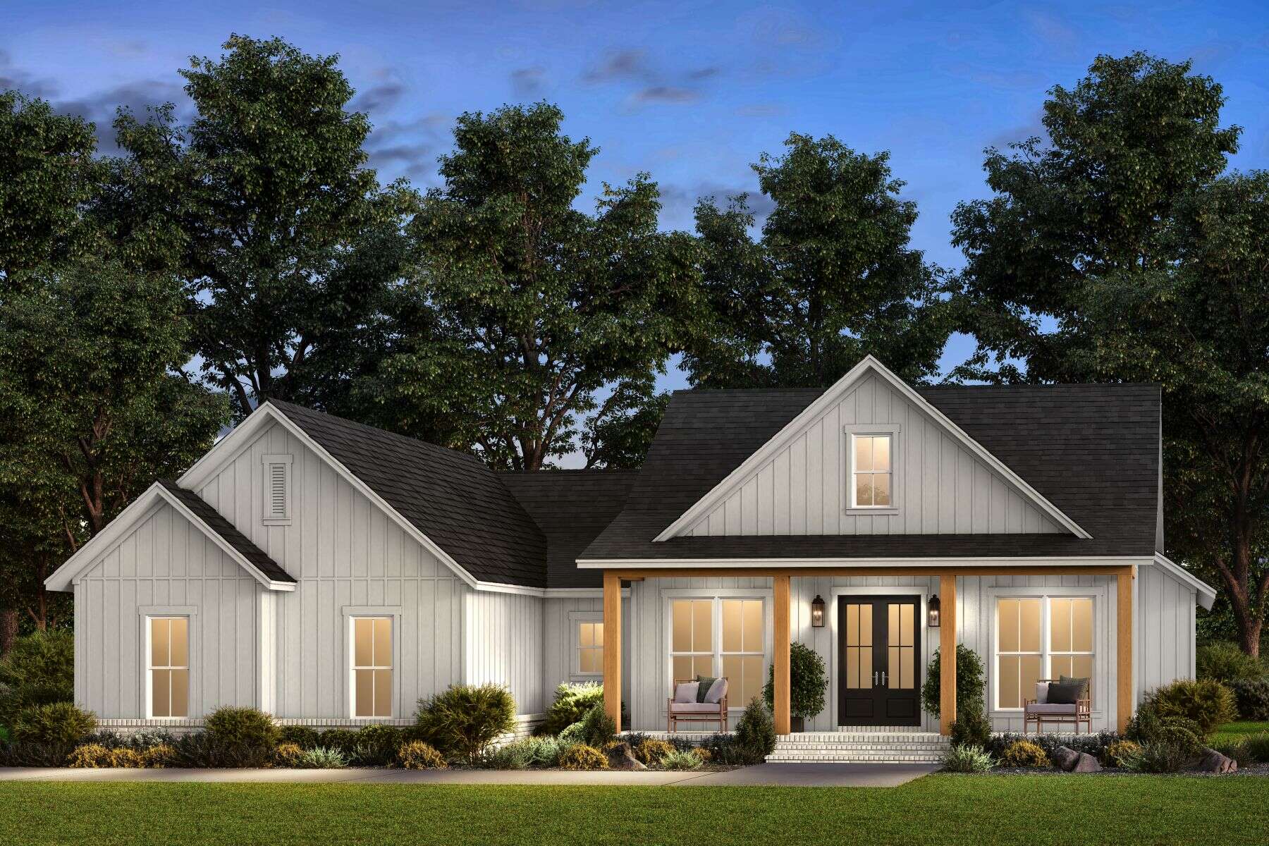 Home at Night of this 4-Bedroom,2012 Sq Ft Plan -142-1521