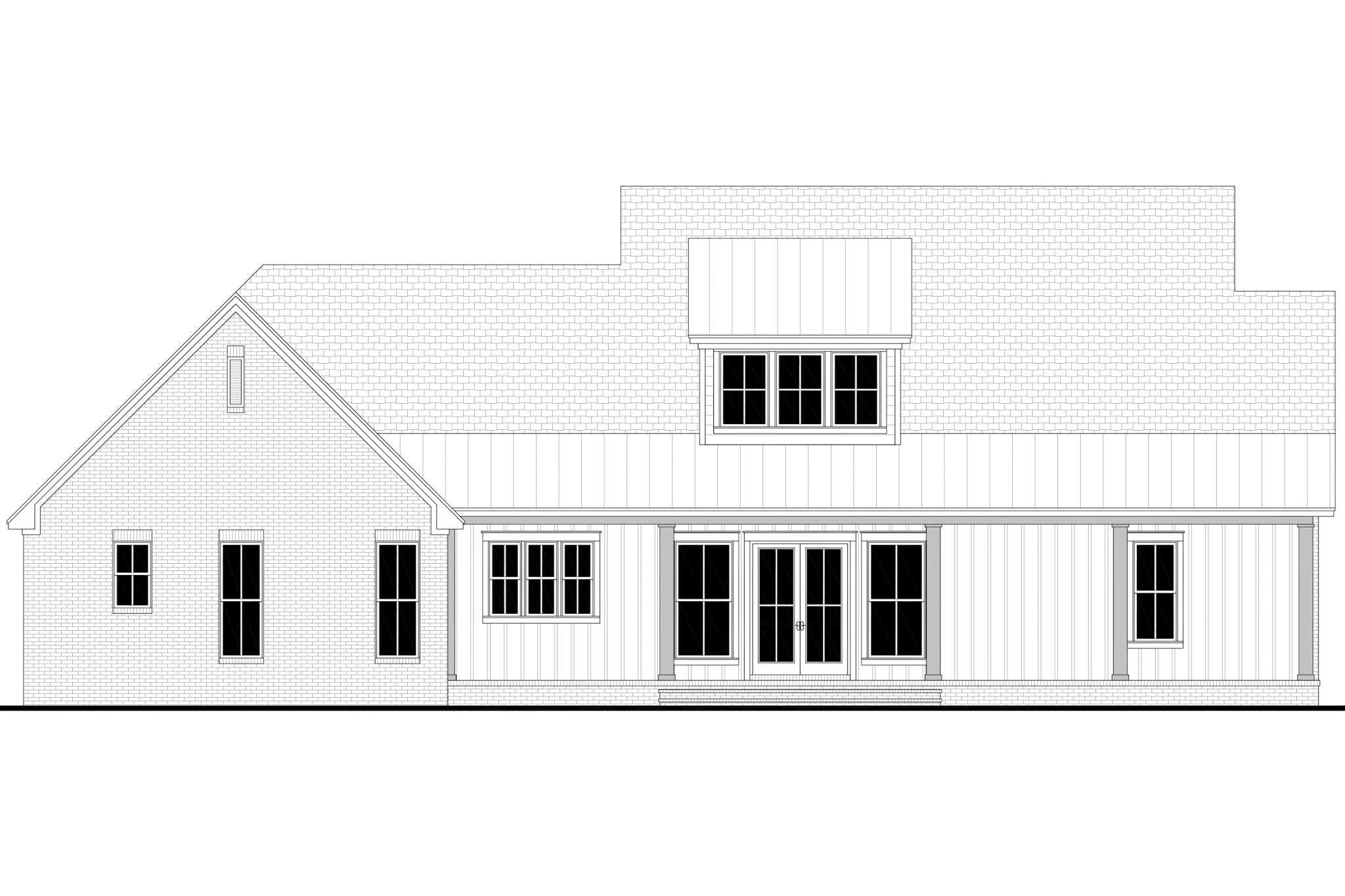 Home Plan Rear Elevation of this 5-Bedroom,2800 Sq Ft Plan -142-1522