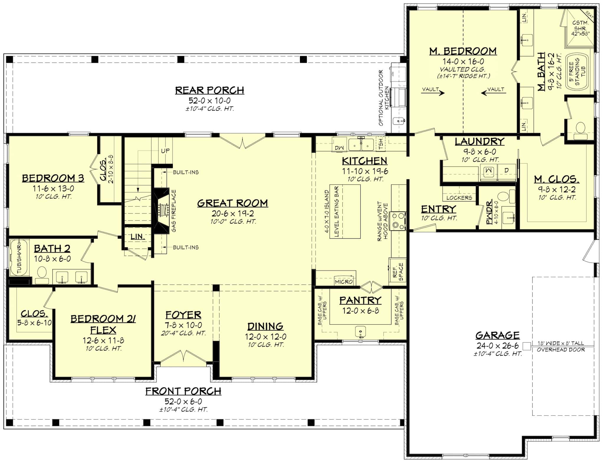 Main Level of Modern Farmhouse Plan #142-1522