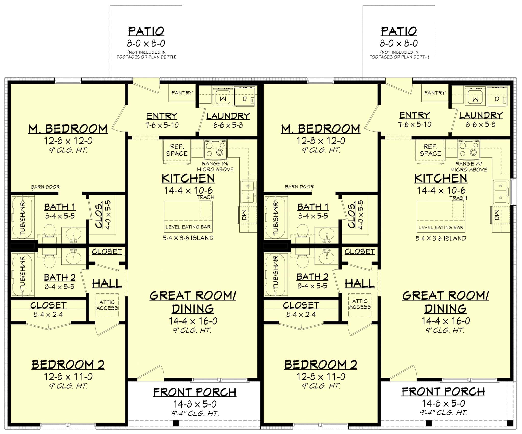 Main Level of Duplex/Multi-Unit Plan #142-1526