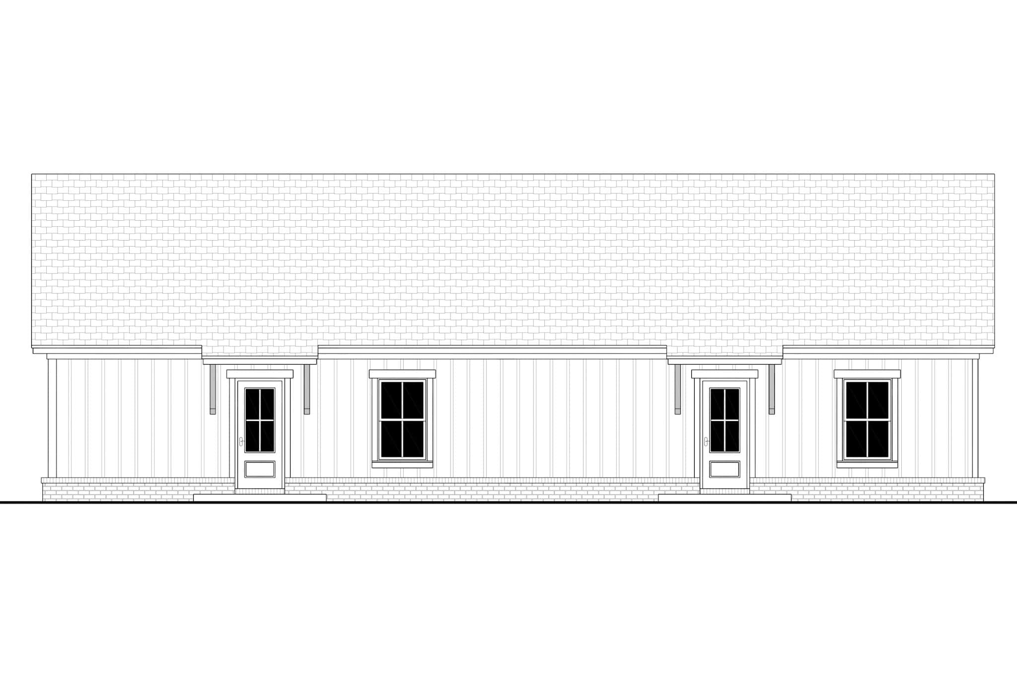Home Plan Rear Elevation of this 4-Bedroom,2000 Sq Ft Plan -142-1526
