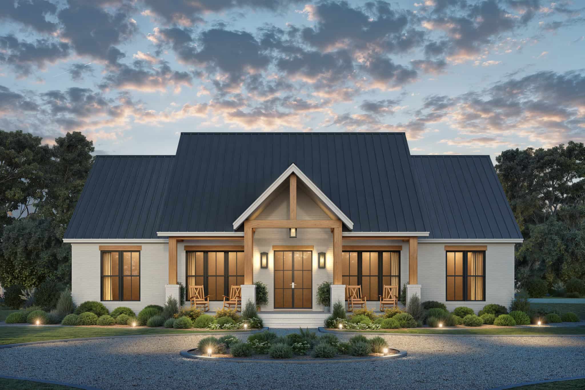 Home at Night of this 3-Bedroom,2400 Sq Ft Plan -142-1529