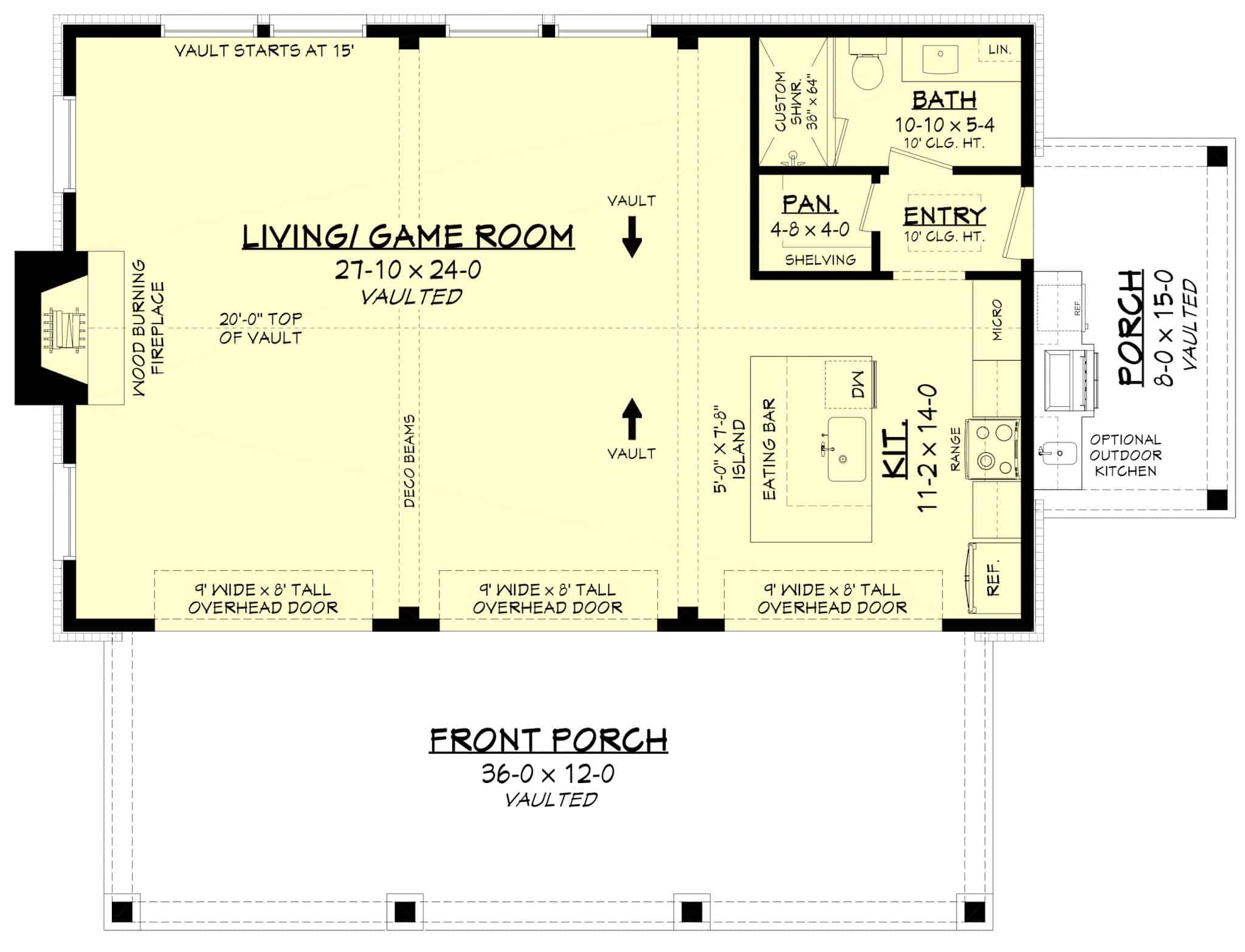 Main Level of Garage Plan #142-1530