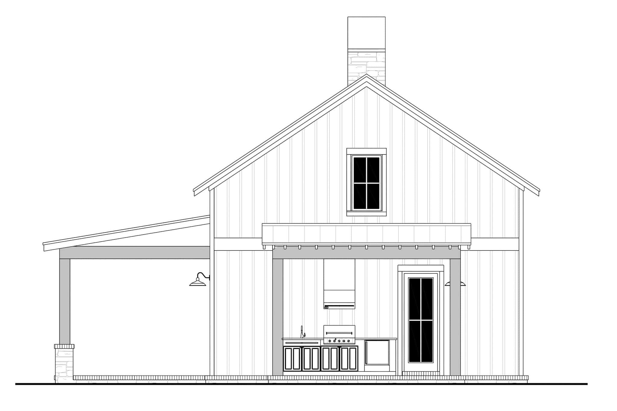 Home Plan Right Elevation of this 0-Bedroom,1000 Sq Ft Plan -142-1530