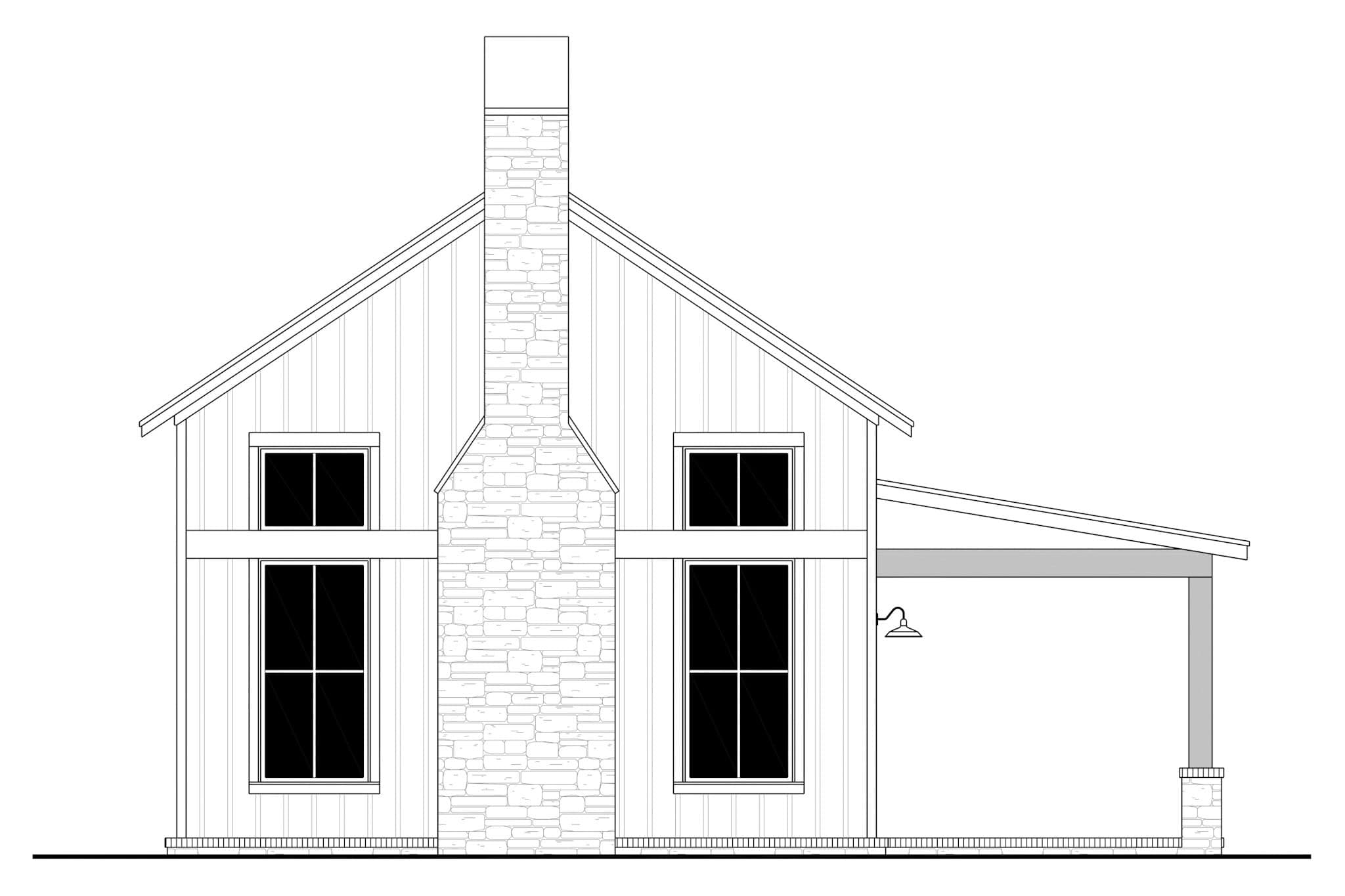 Home Plan Left Elevation of this 0-Bedroom,1000 Sq Ft Plan -142-1530