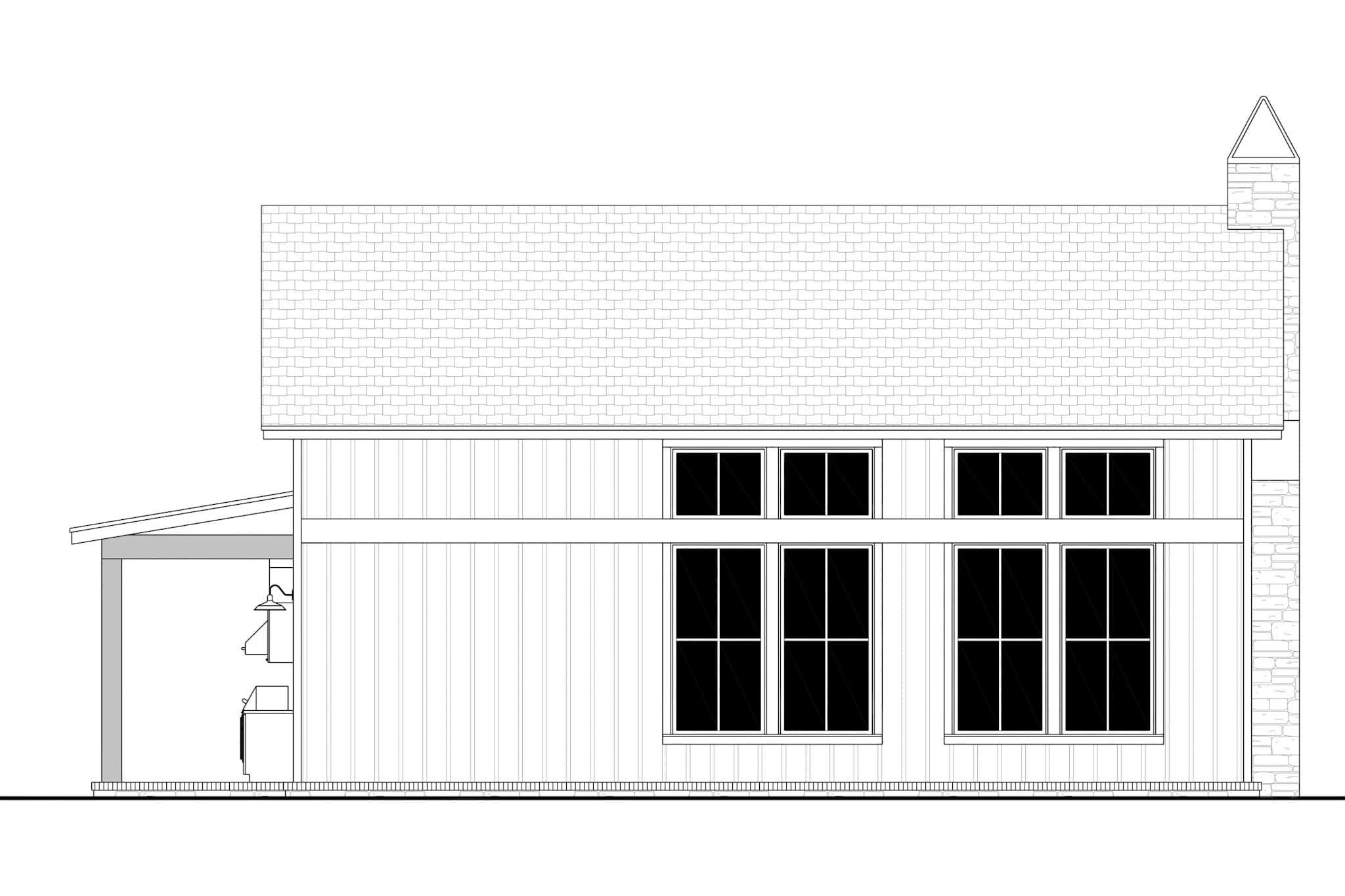 Home Plan Rear Elevation of this 0-Bedroom,1000 Sq Ft Plan -142-1530