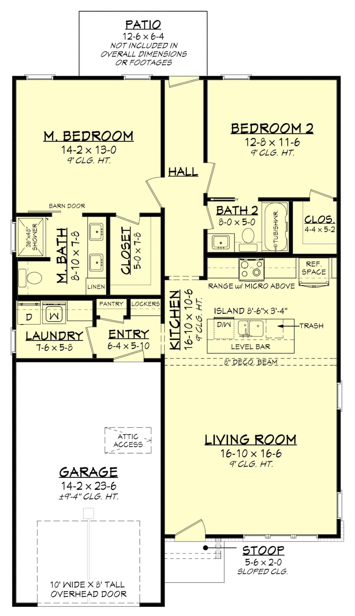 Main Level of Modern Farmhouse Plan #142-1531