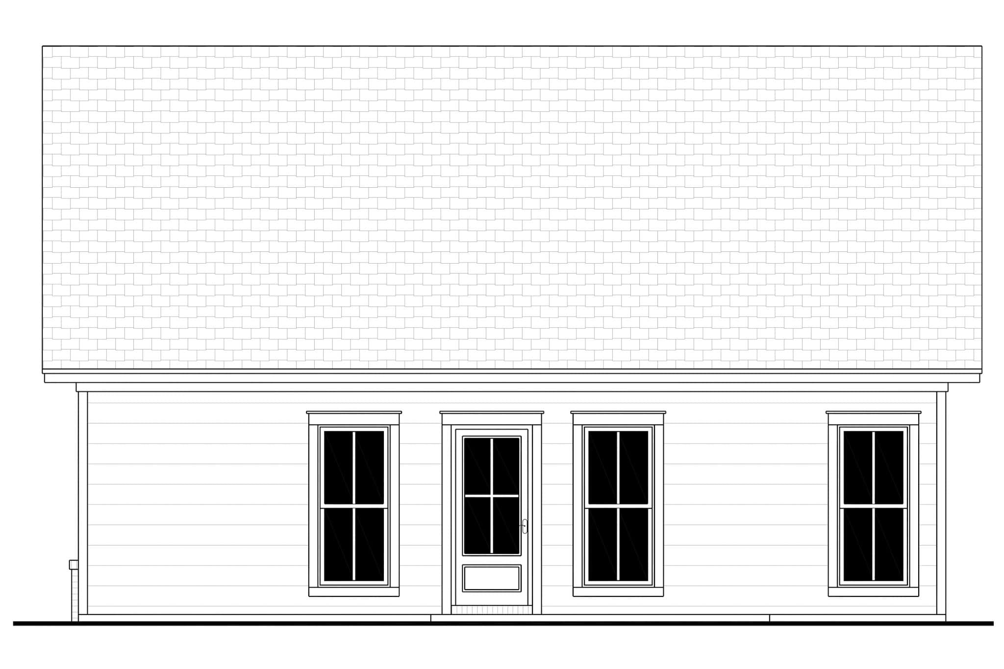 Home Plan Rear Elevation of this 2-Bedroom,1191 Sq Ft Plan -142-1531
