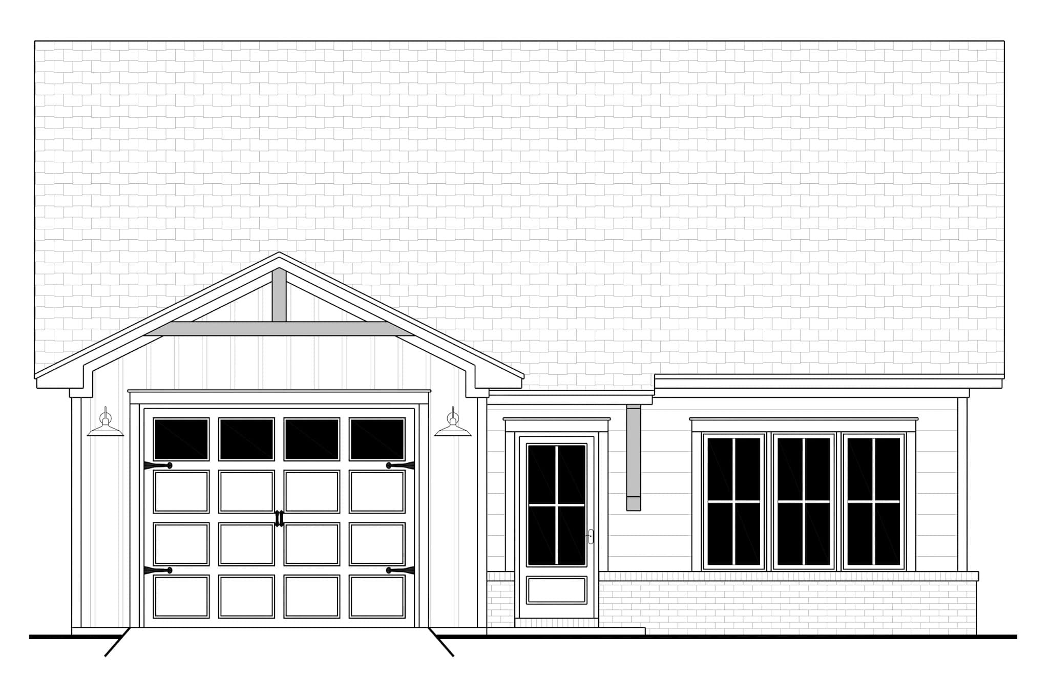 Home Plan Front Elevation of this 2-Bedroom,1191 Sq Ft Plan -142-1531