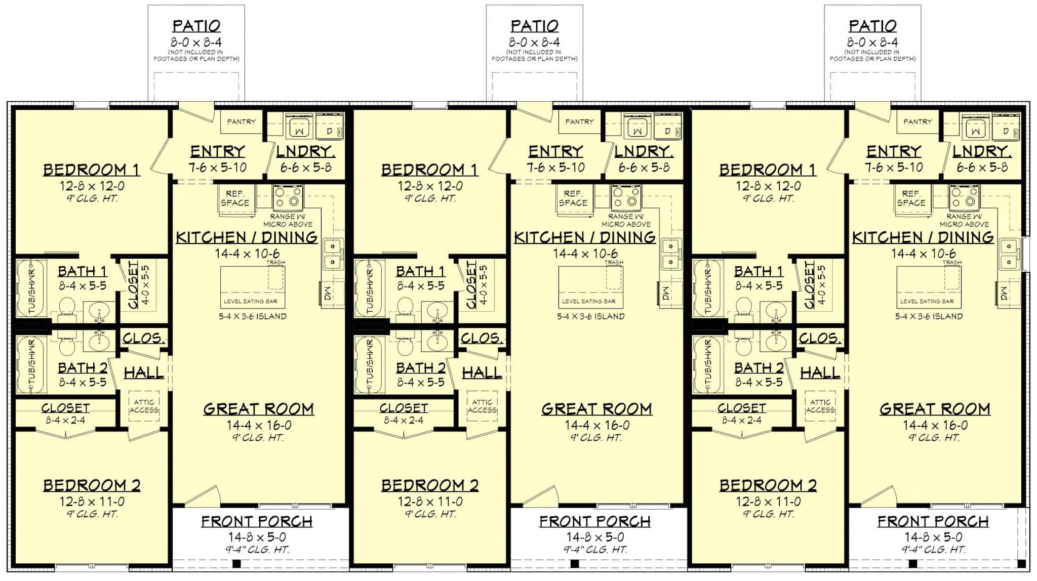 Main Level of Duplex/Multi-Unit Plan #142-1532