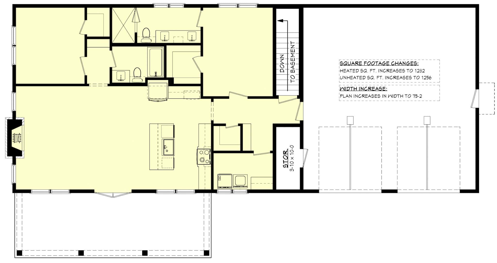 Main Level of Modern Farmhouse Plan #142-1534