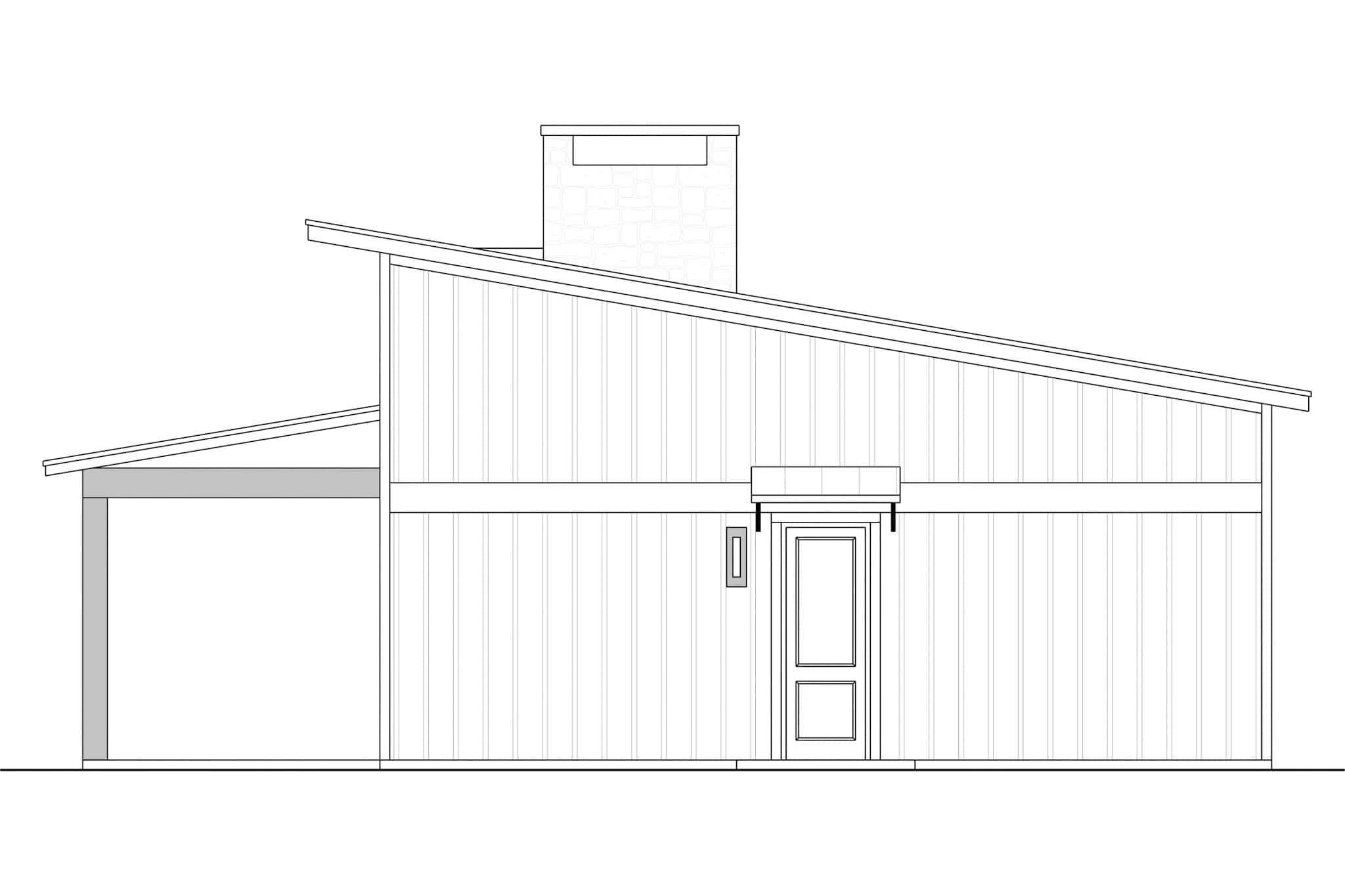 Home Plan Right Elevation of this 2-Bedroom,1260 Sq Ft Plan -142-1534