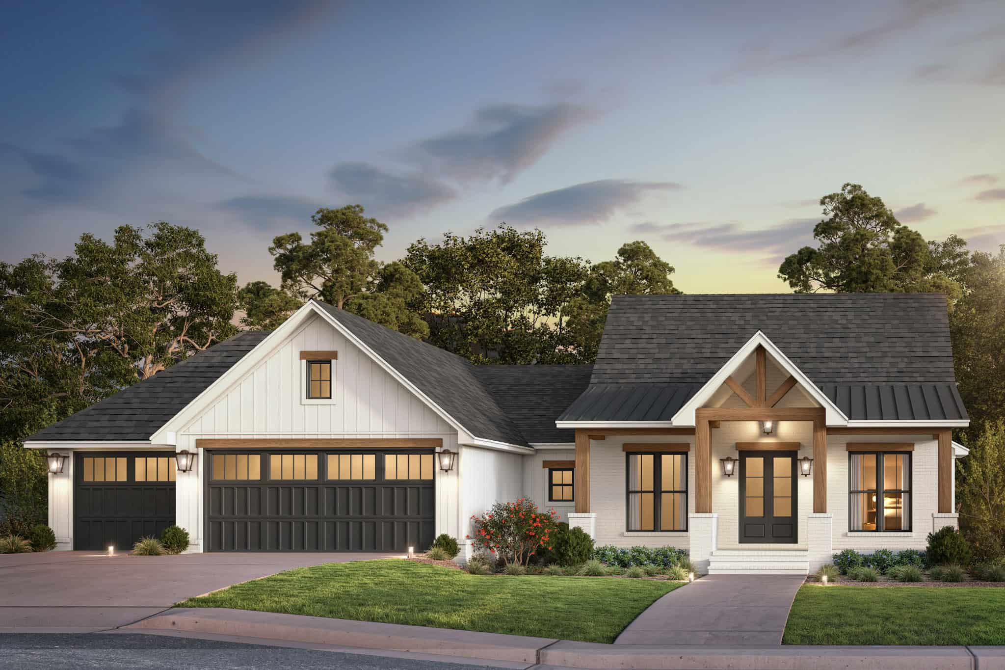 Home at Night of this 3-Bedroom,1698 Sq Ft Plan -142-1535