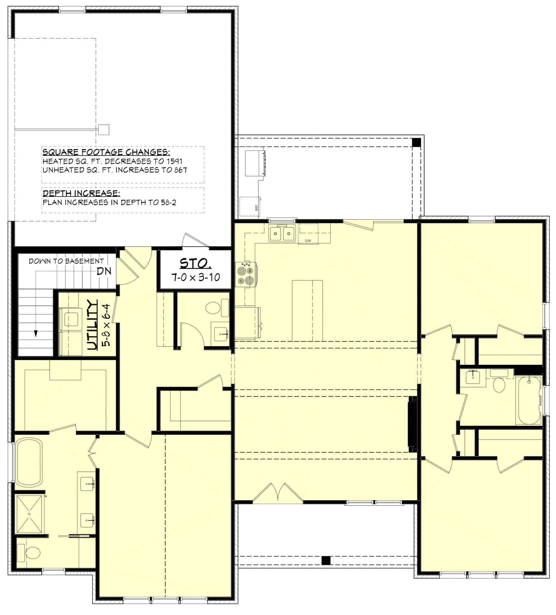 Main Level of Modern Farmhouse Plan #142-1536