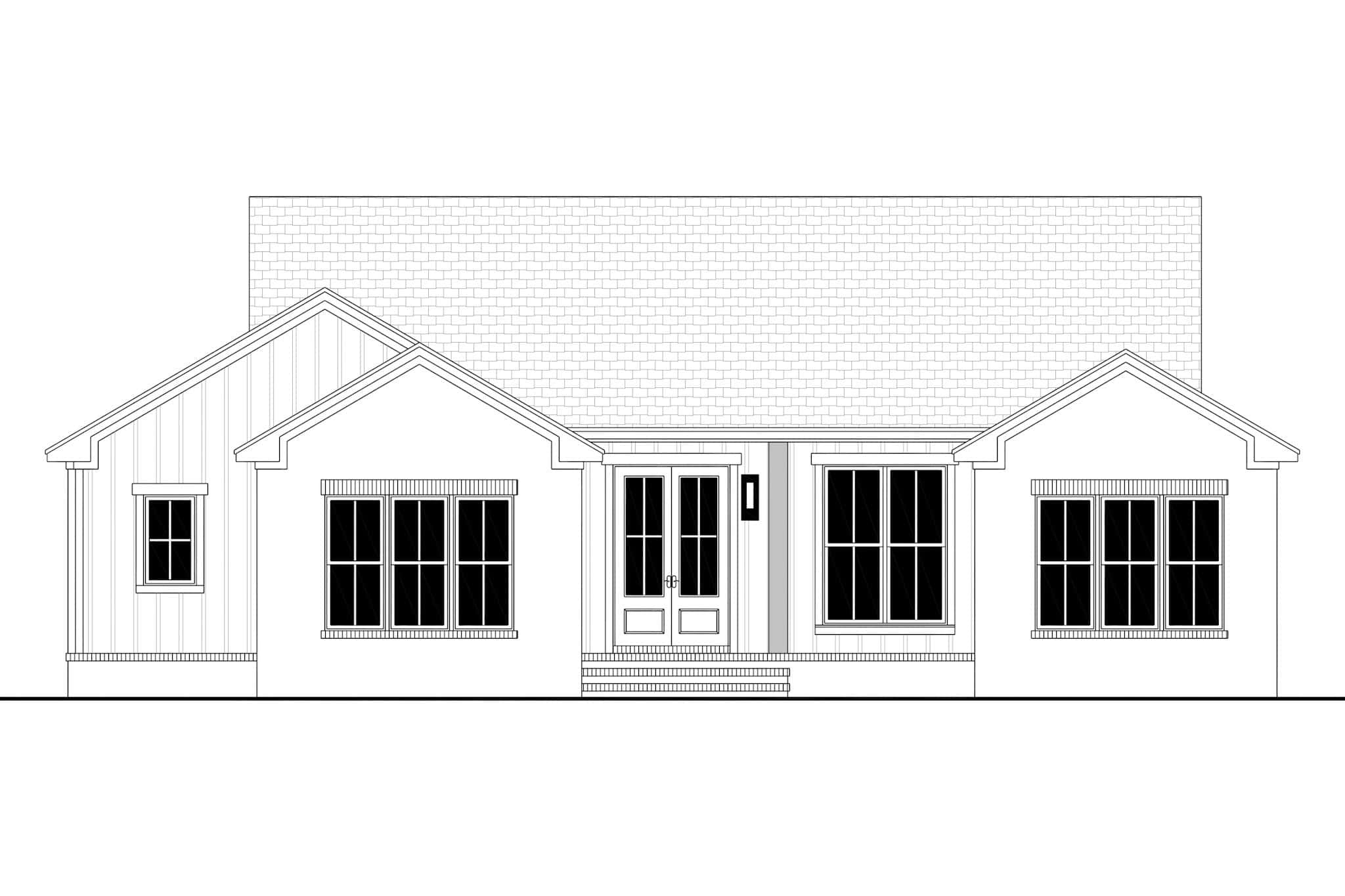 Home Plan Front Elevation of this 3-Bedroom,1597 Sq Ft Plan -142-1536