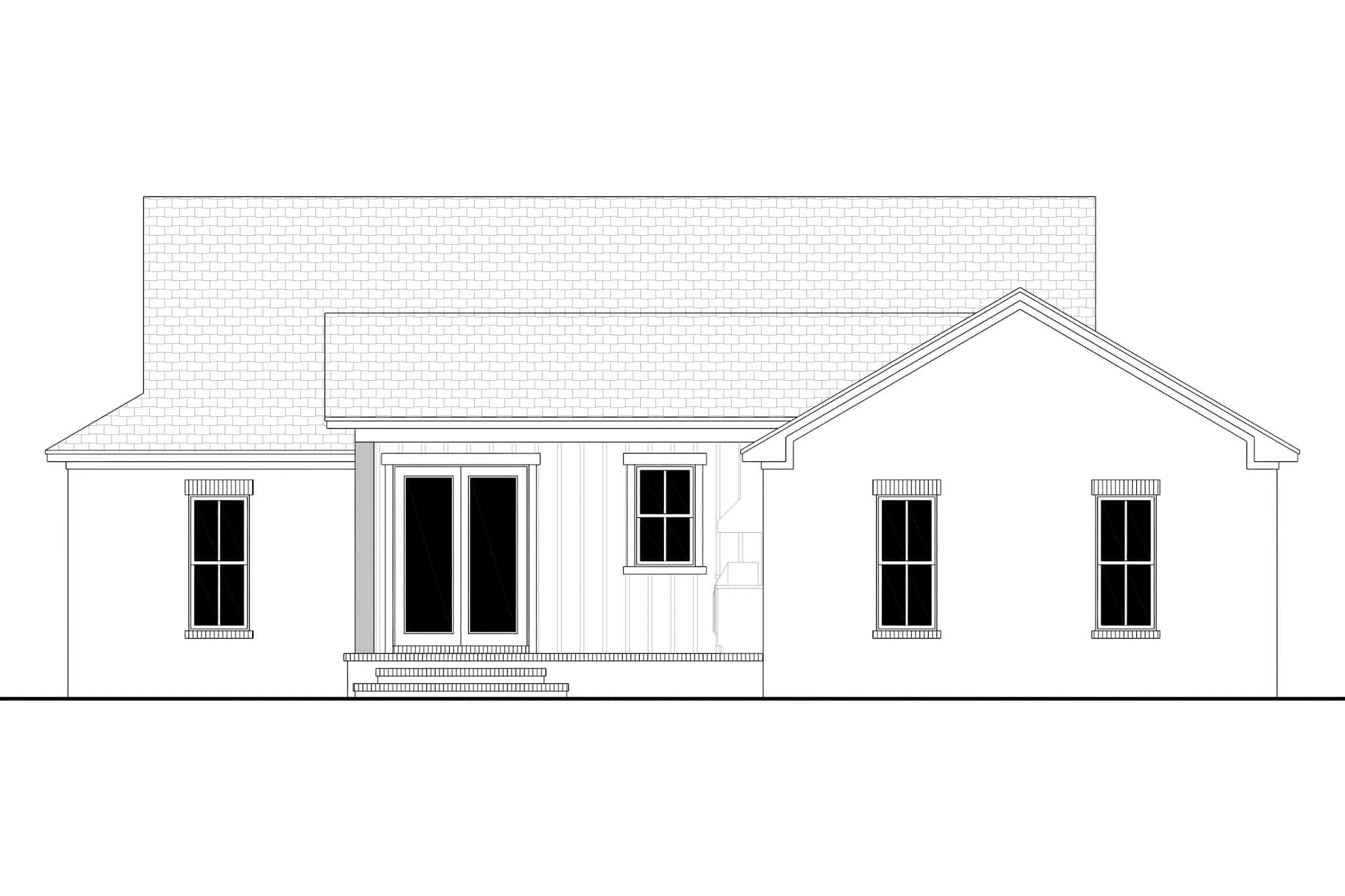 Home Plan Rear Elevation of this 3-Bedroom,1597 Sq Ft Plan -142-1536