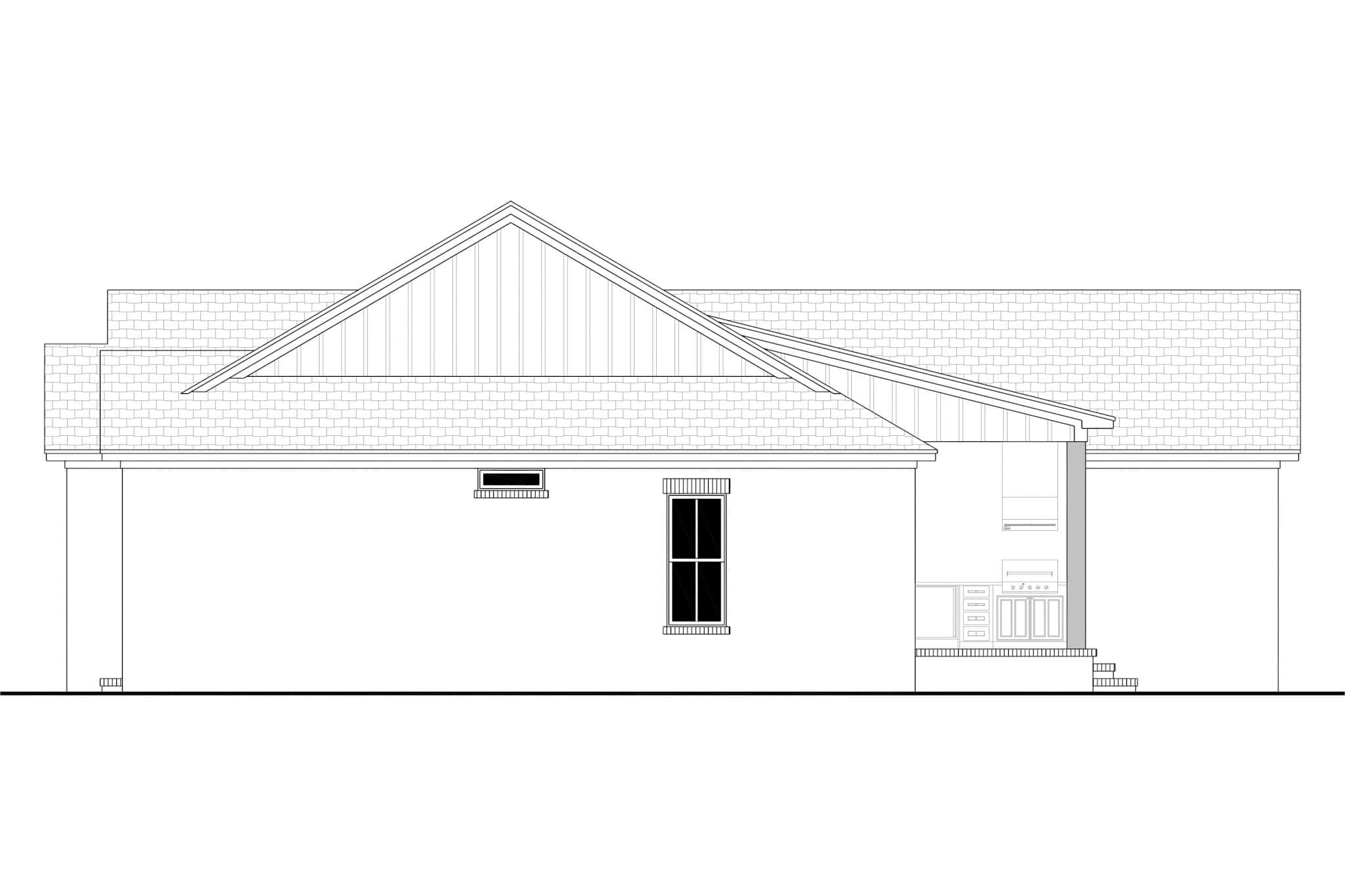 Home Plan Right Elevation of this 3-Bedroom,1597 Sq Ft Plan -142-1536