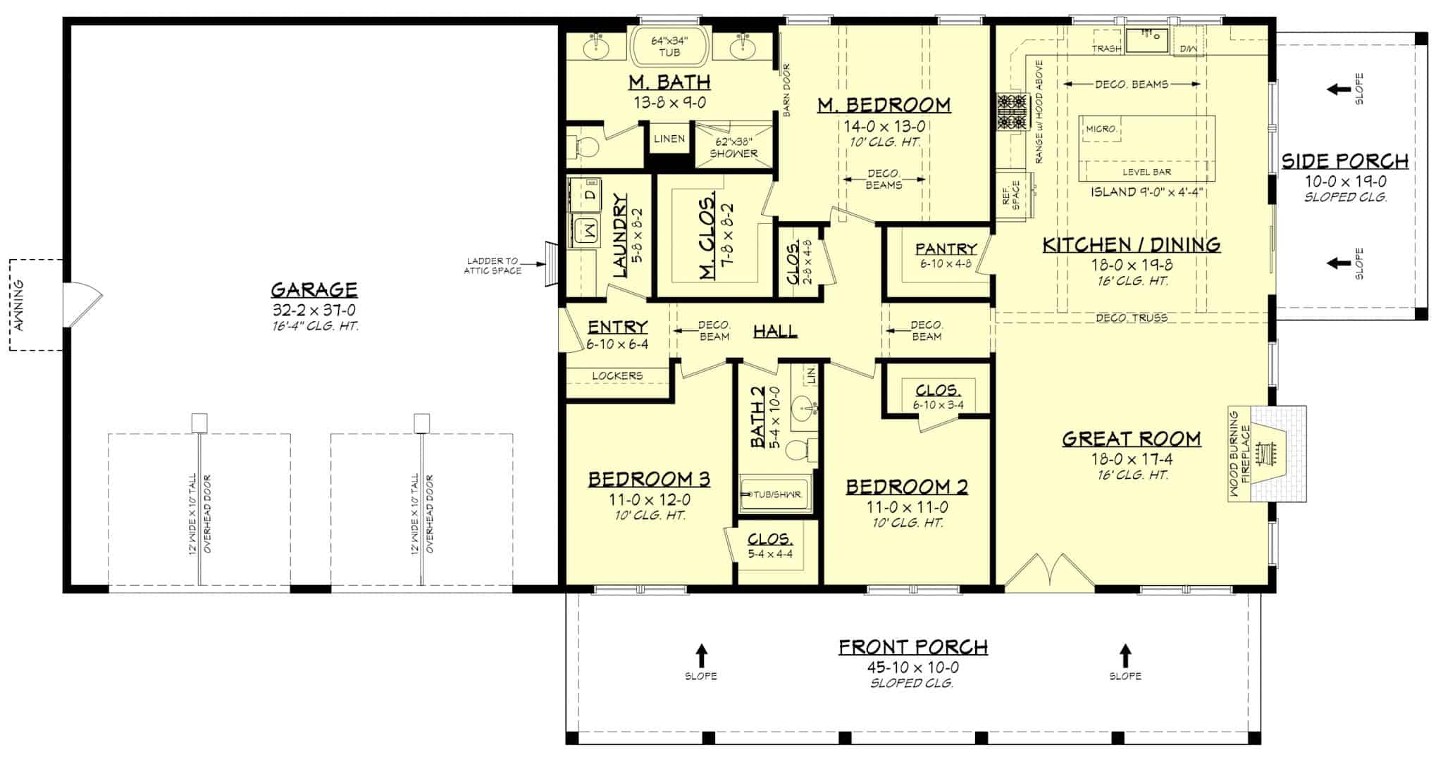 Main Level of Modern Farmhouse Plan #142-1537