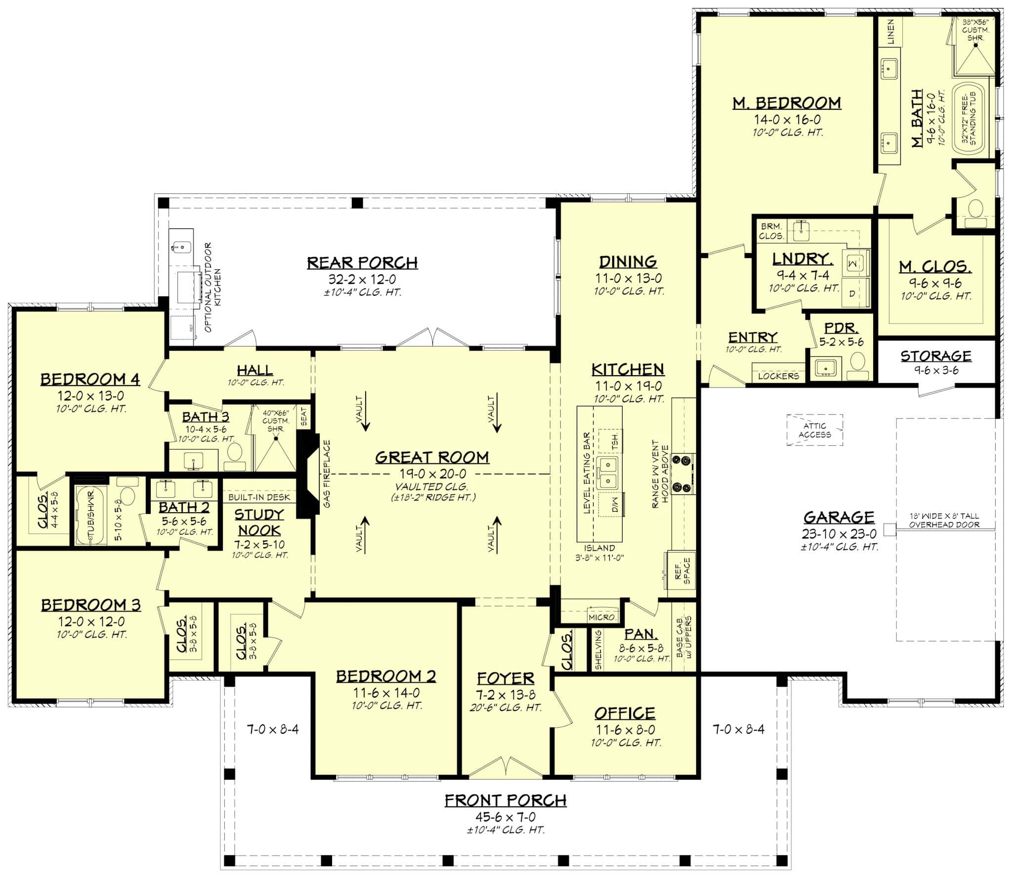 Main Level of Modern Farmhouse Plan #142-1538