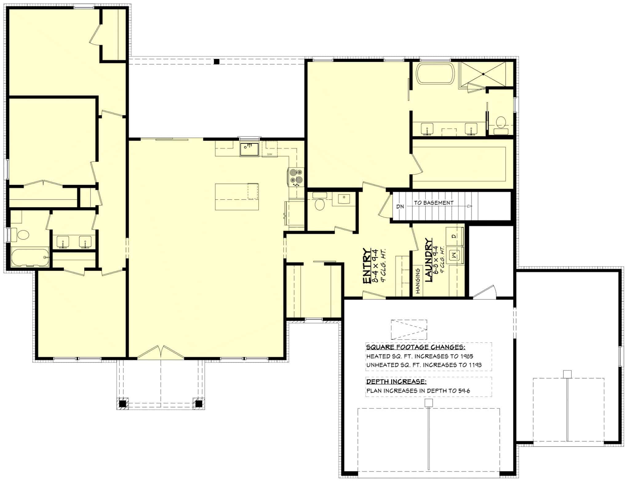 Main Level of Modern Farmhouse Plan #142-1540