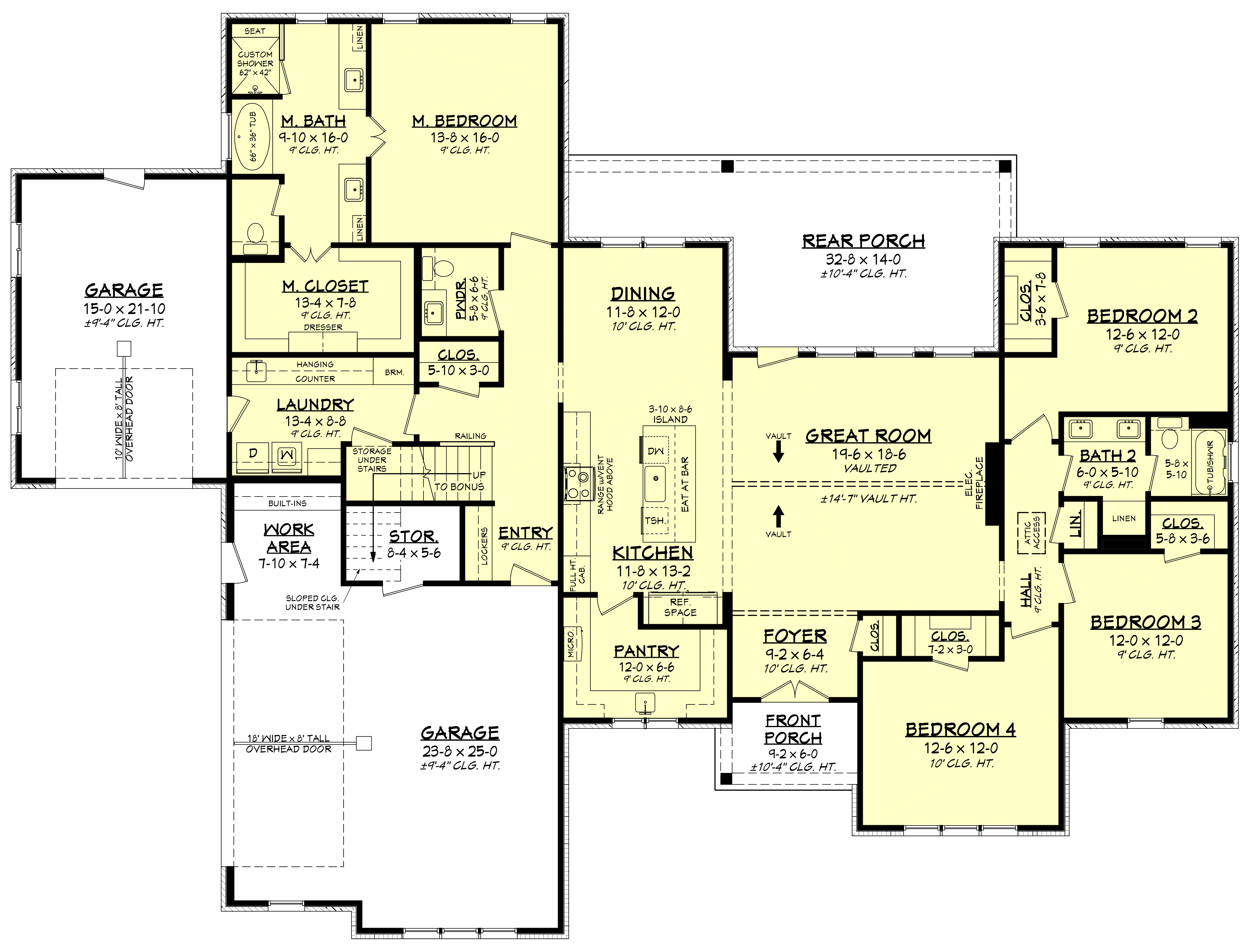 Main Level of Traditional Plan #142-1541