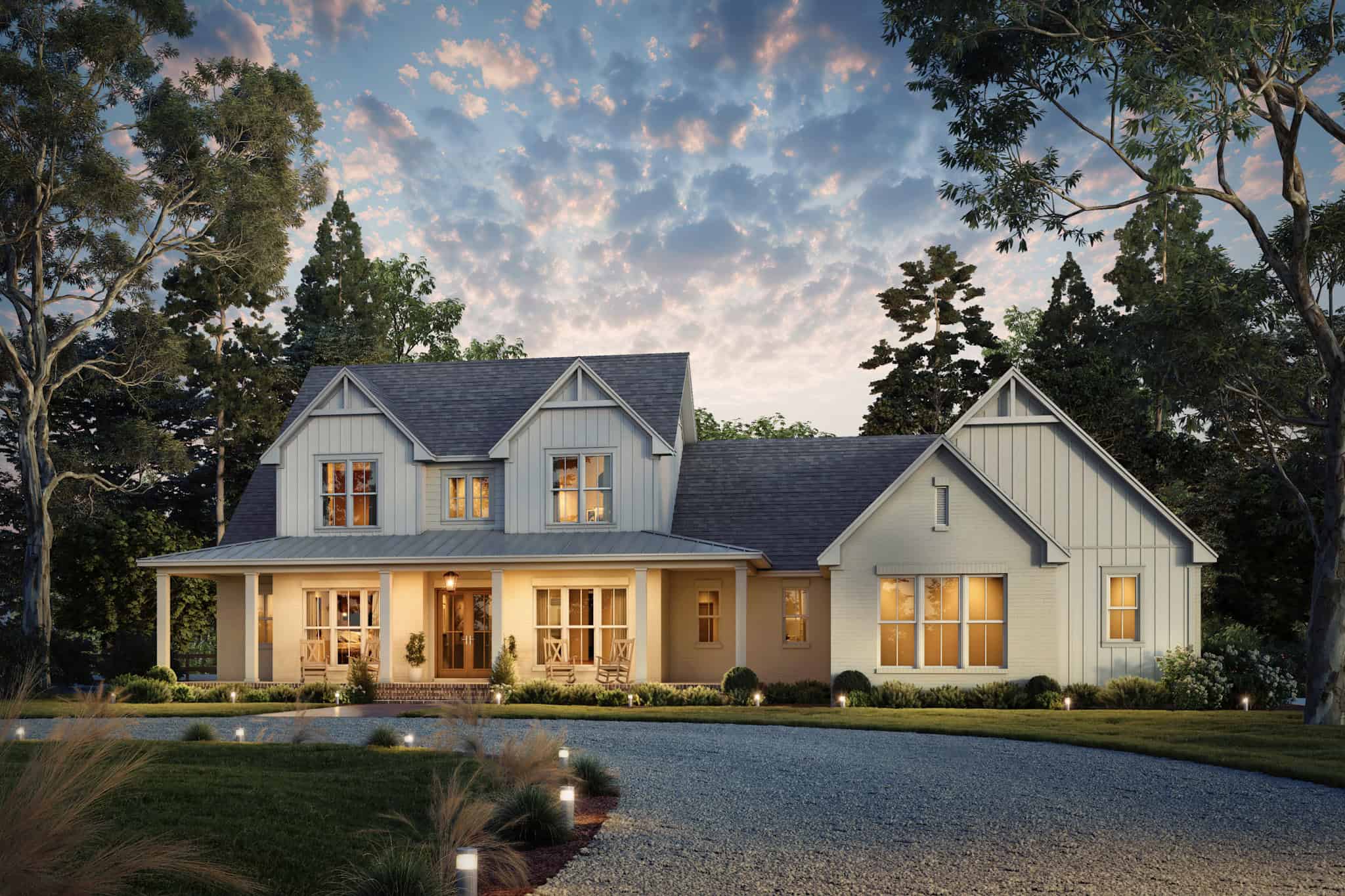 Home at Night of this 5-Bedroom,3500 Sq Ft Plan -142-1542