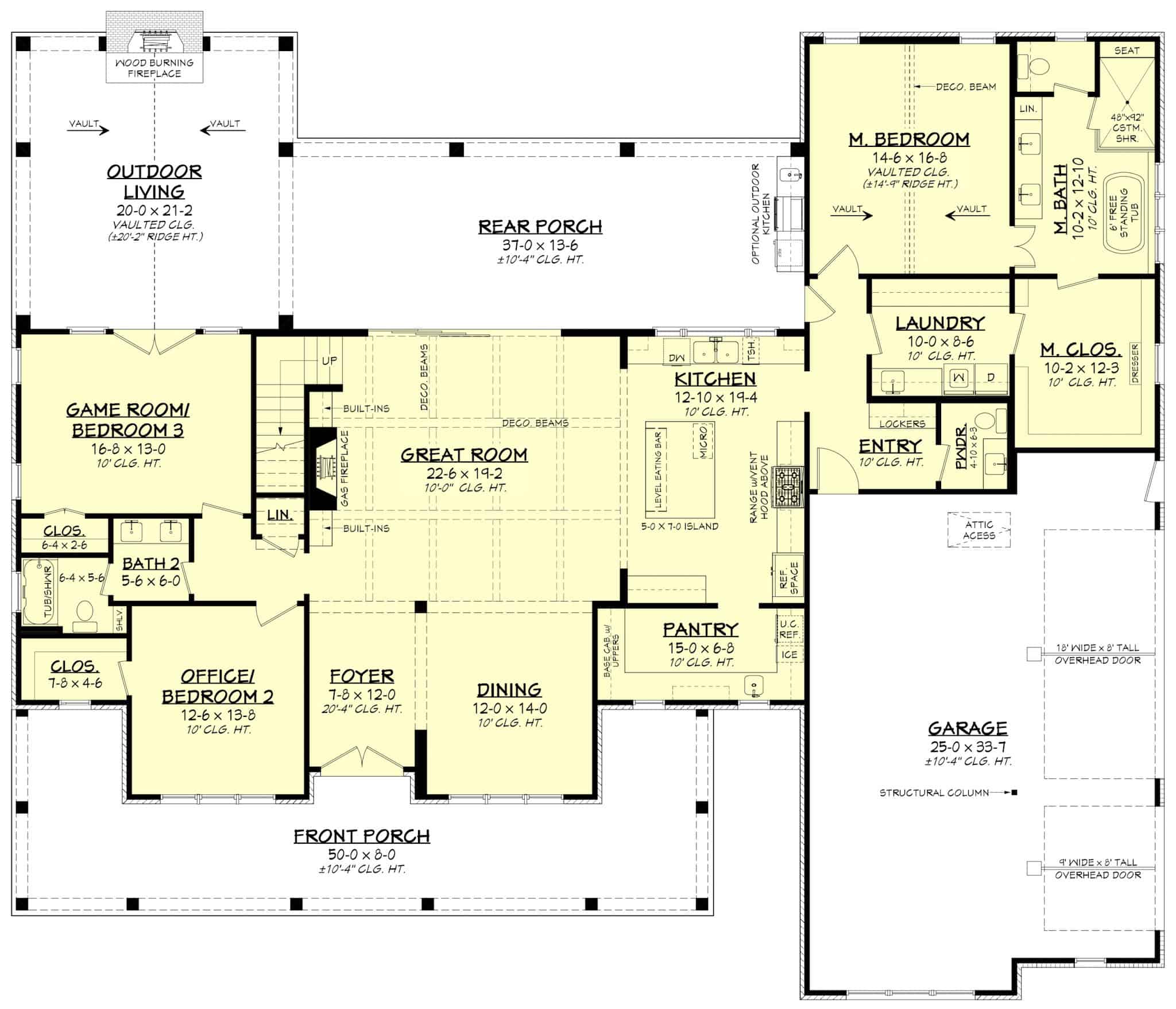 Main Level of Modern Farmhouse Plan #142-1542