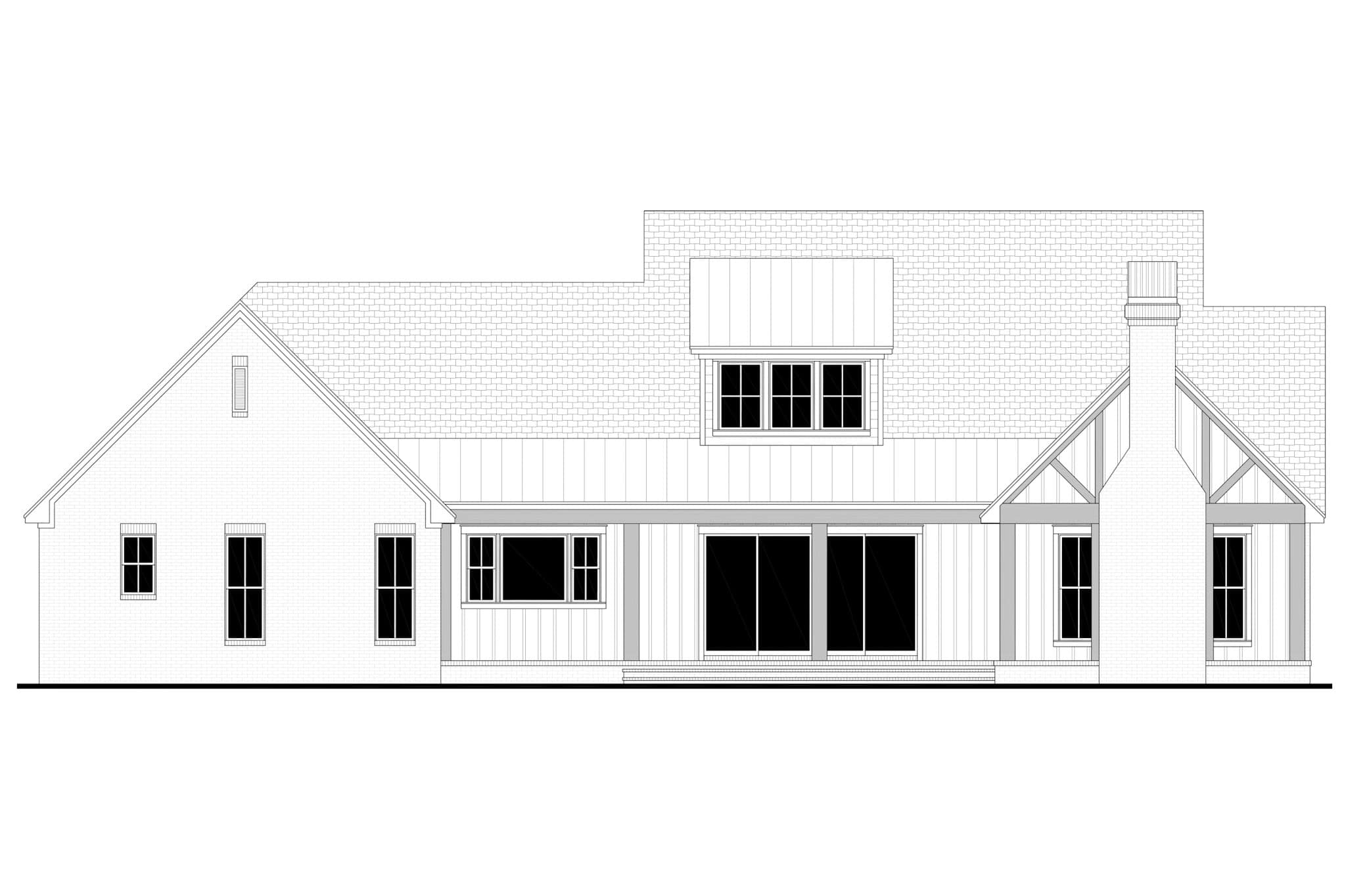 Home Plan Rear Elevation of this 5-Bedroom,3500 Sq Ft Plan -142-1542