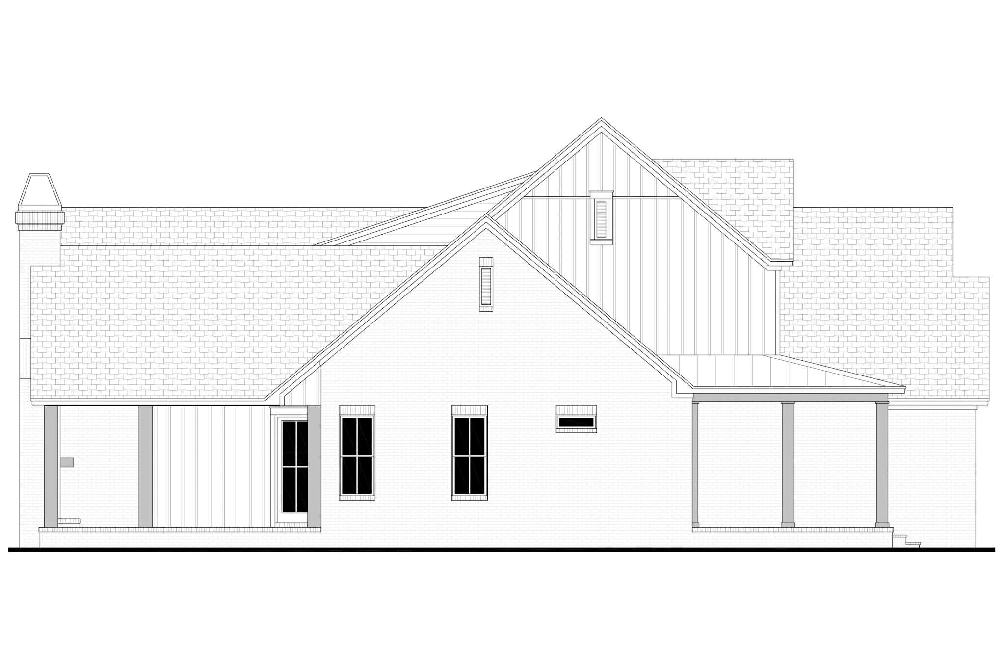 Home Plan Left Elevation of this 5-Bedroom,3500 Sq Ft Plan -142-1542