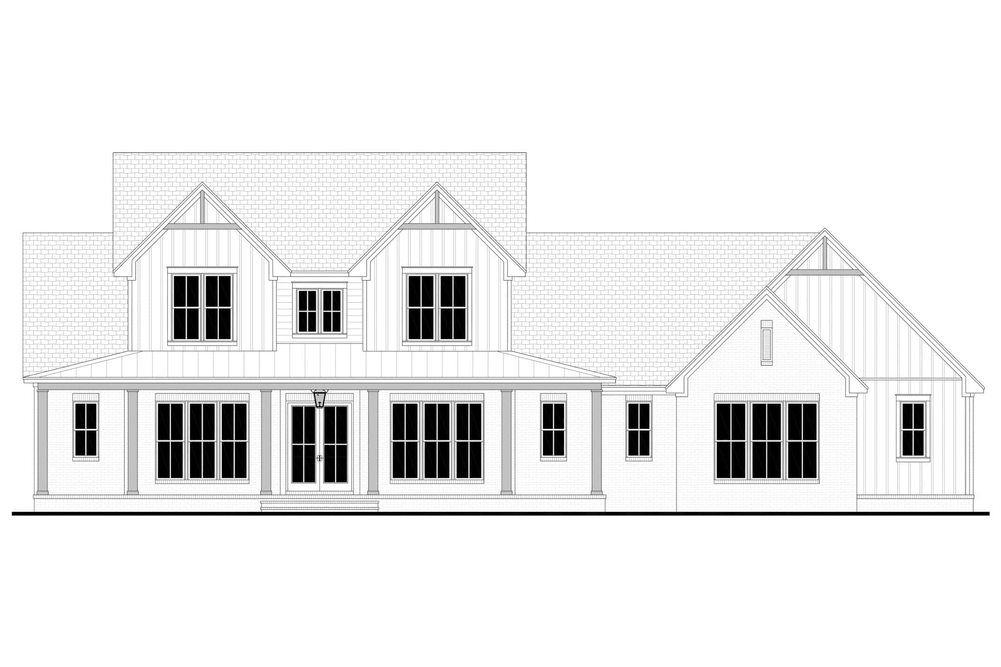 Home Plan Front Elevation of this 5-Bedroom,3500 Sq Ft Plan -142-1542