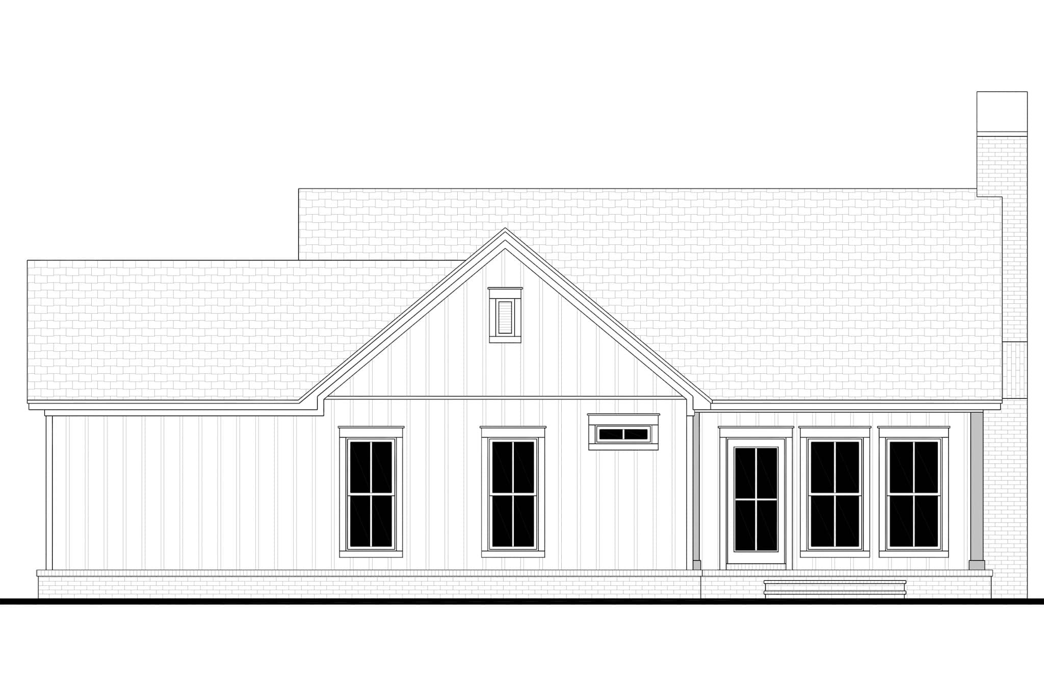 Home Plan Rear Elevation of this 2-Bedroom,1400 Sq Ft Plan -142-1543