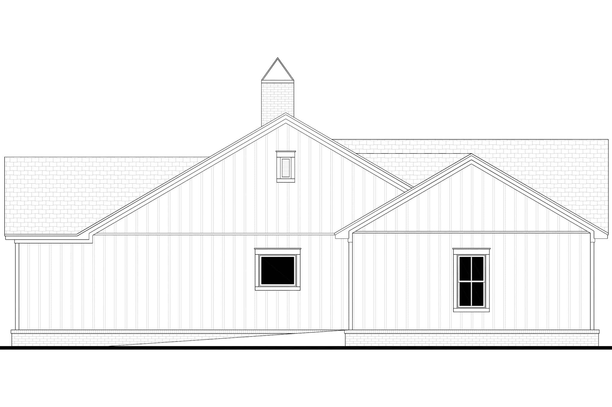 Home Plan Right Elevation of this 2-Bedroom,1400 Sq Ft Plan -142-1543
