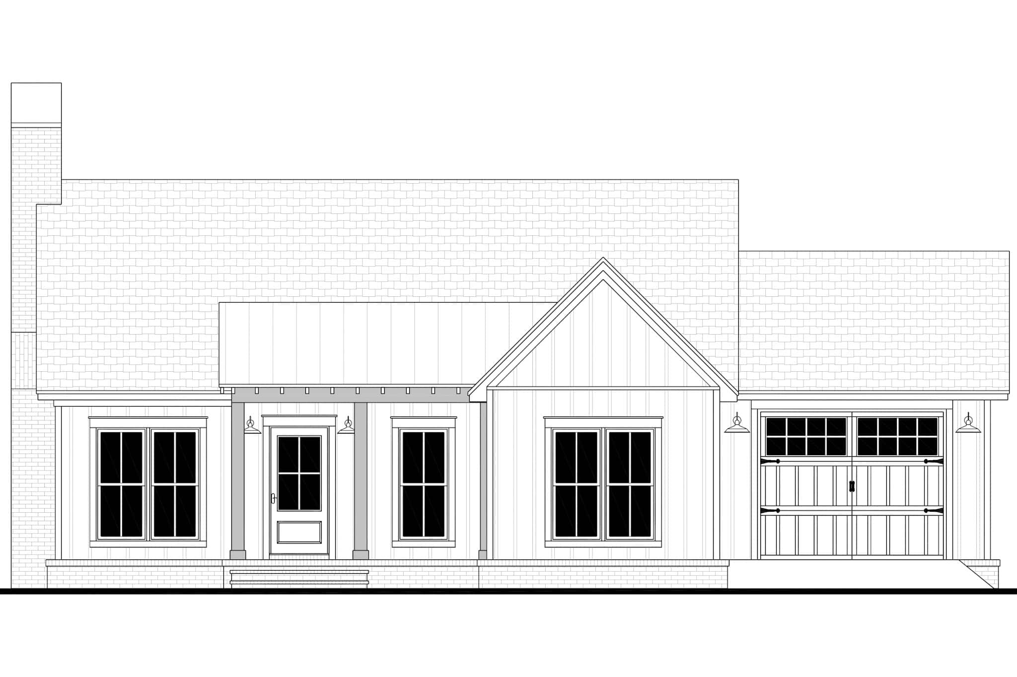 Home Plan Front Elevation of this 2-Bedroom,1400 Sq Ft Plan -142-1543