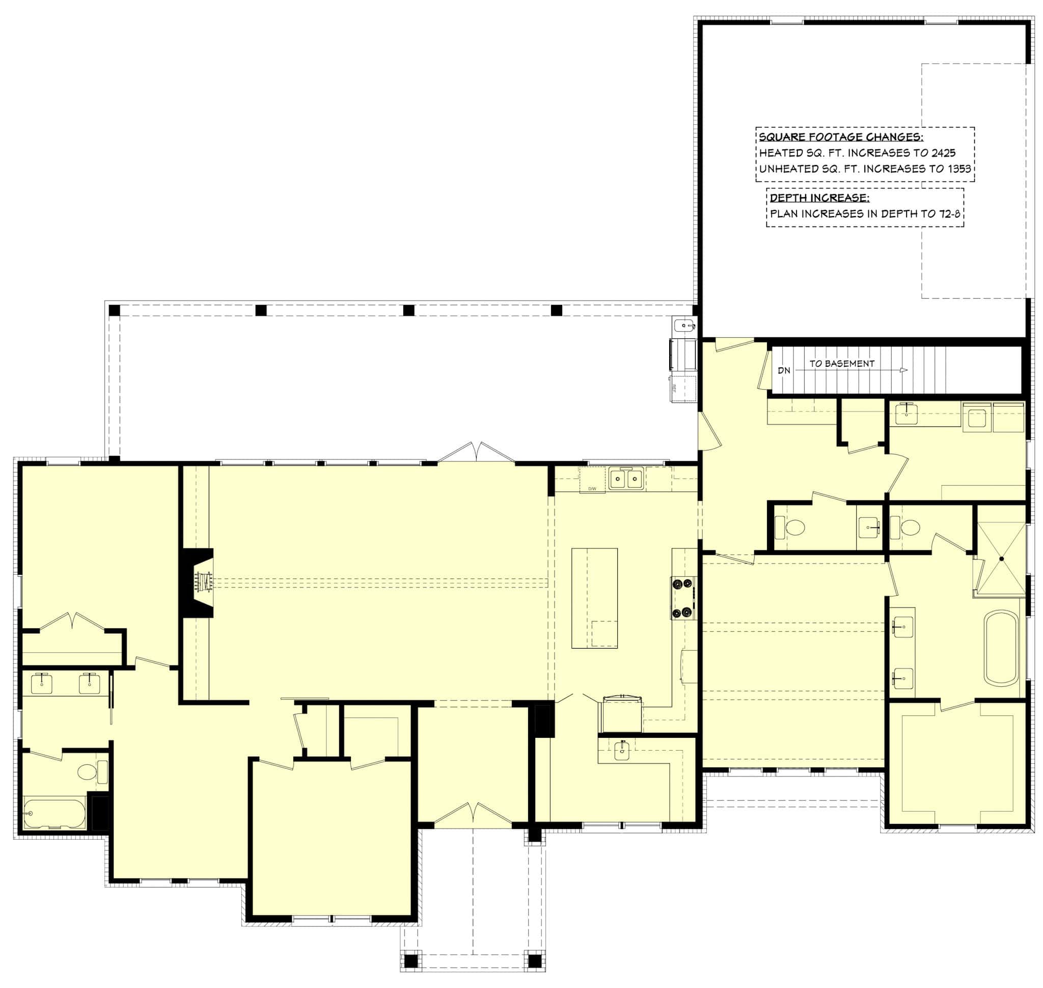 Main Level of Modern Farmhouse Plan #142-1544
