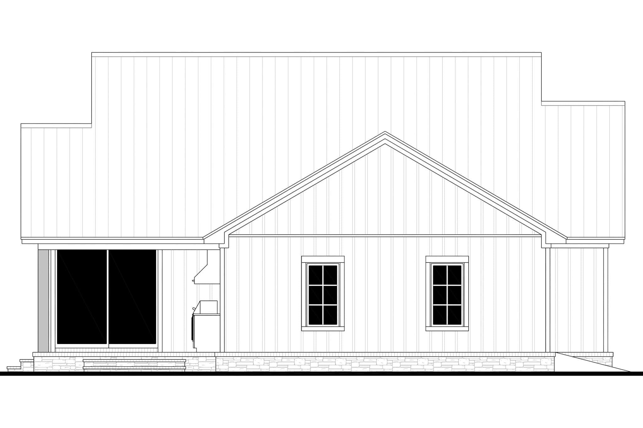 Home Plan Rear Elevation of this 3-Bedroom,1633 Sq Ft Plan -142-1545