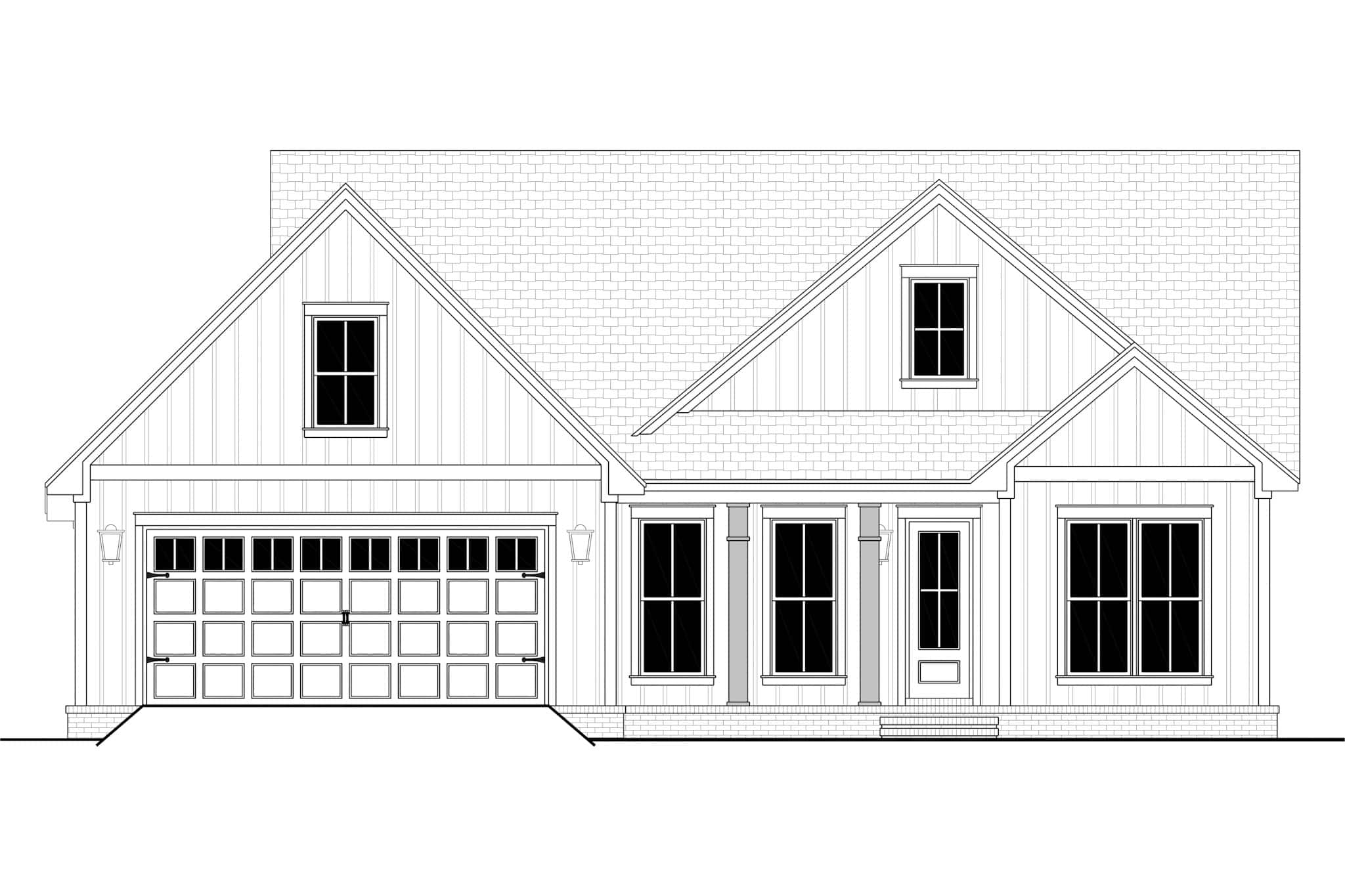 Home Plan Front Elevation of this 3-Bedroom,1526 Sq Ft Plan -142-1546