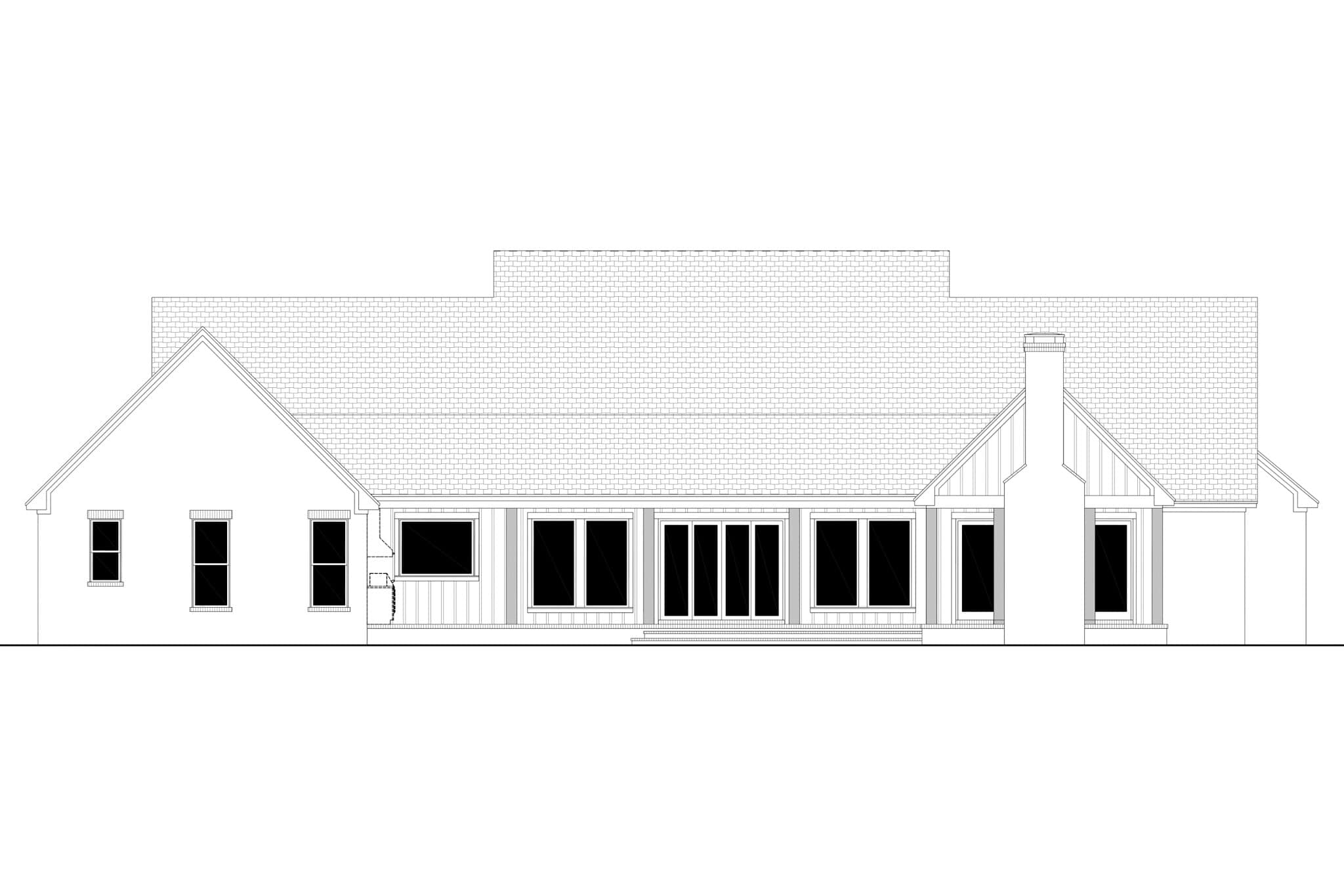Home Plan Rear Elevation of this 5-Bedroom,3500 Sq Ft Plan -142-1548
