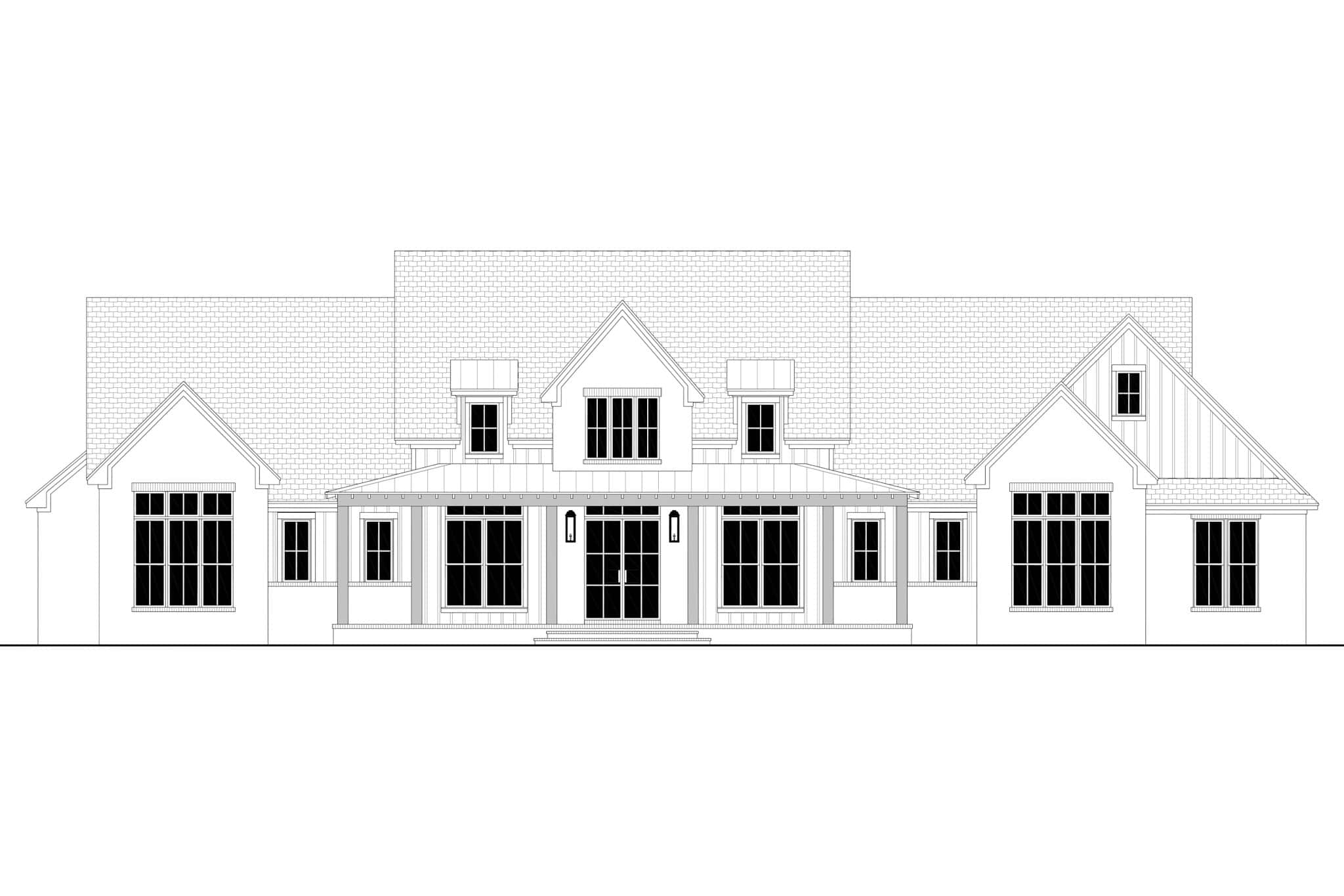 Home Plan Front Elevation of this 5-Bedroom,3500 Sq Ft Plan -142-1548