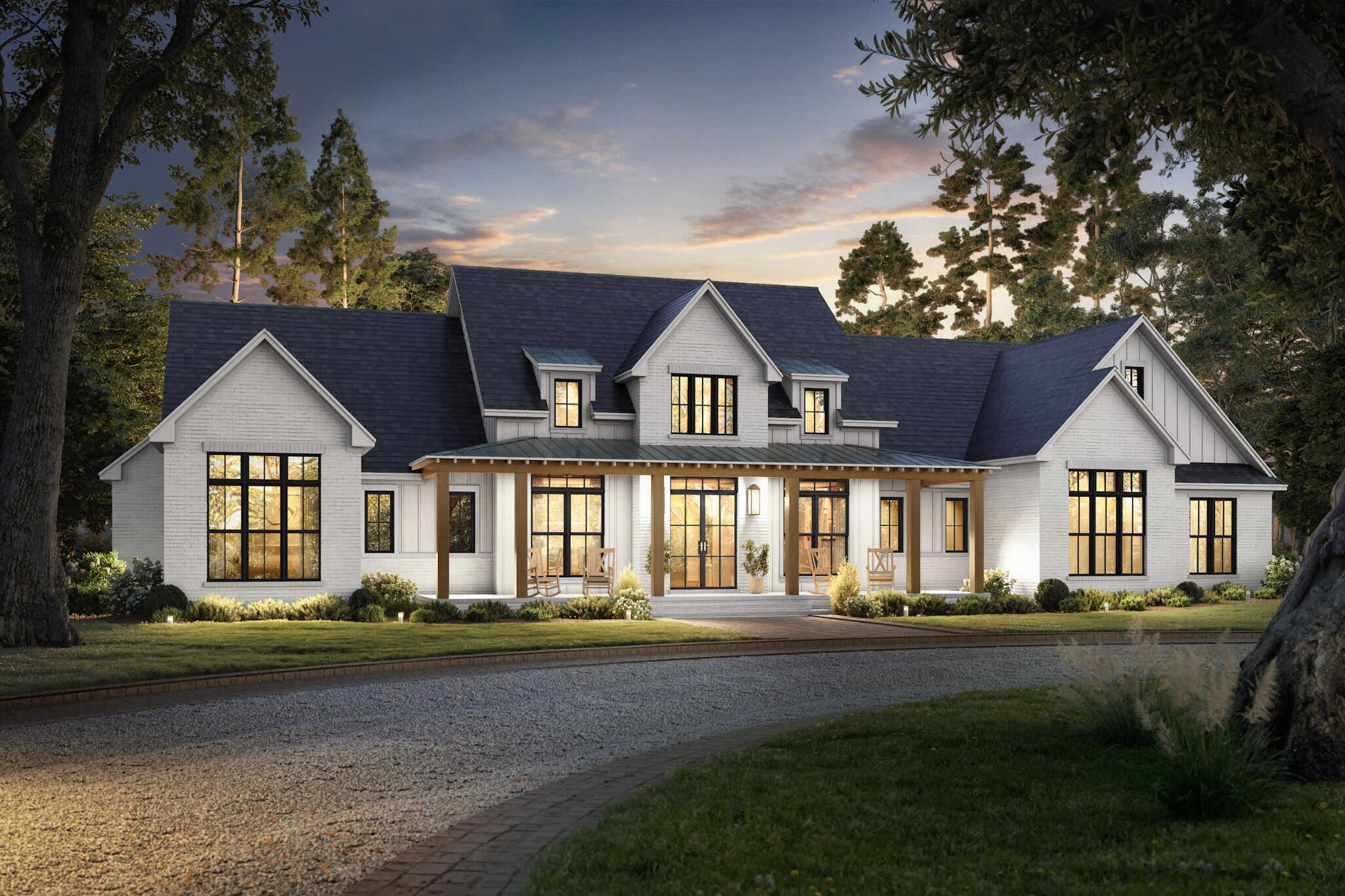 Home at Night of this 5-Bedroom,3500 Sq Ft Plan -142-1548