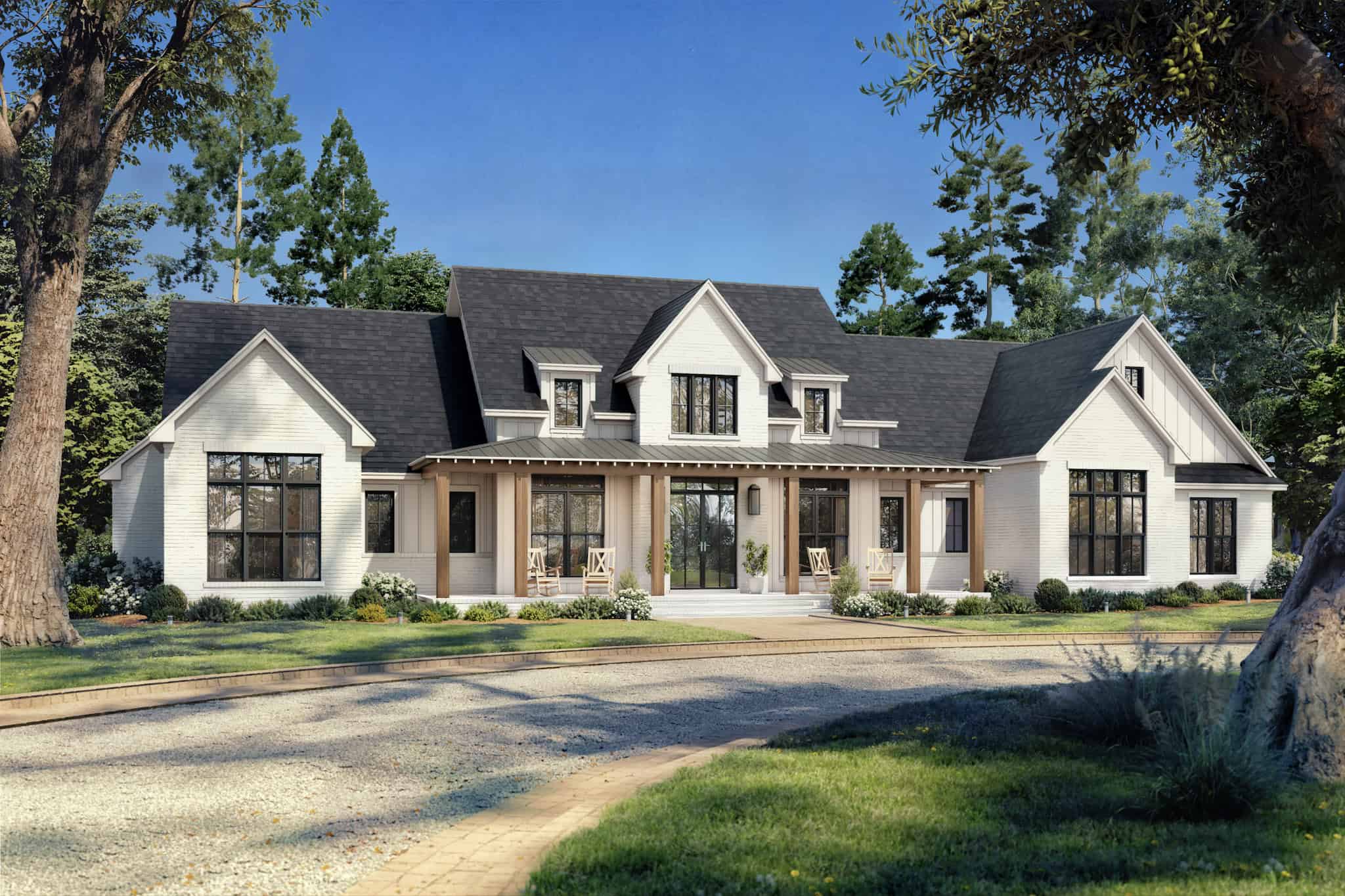 Front elevation of Transitional home (ThePlanCollection: House Plan #142-1548)