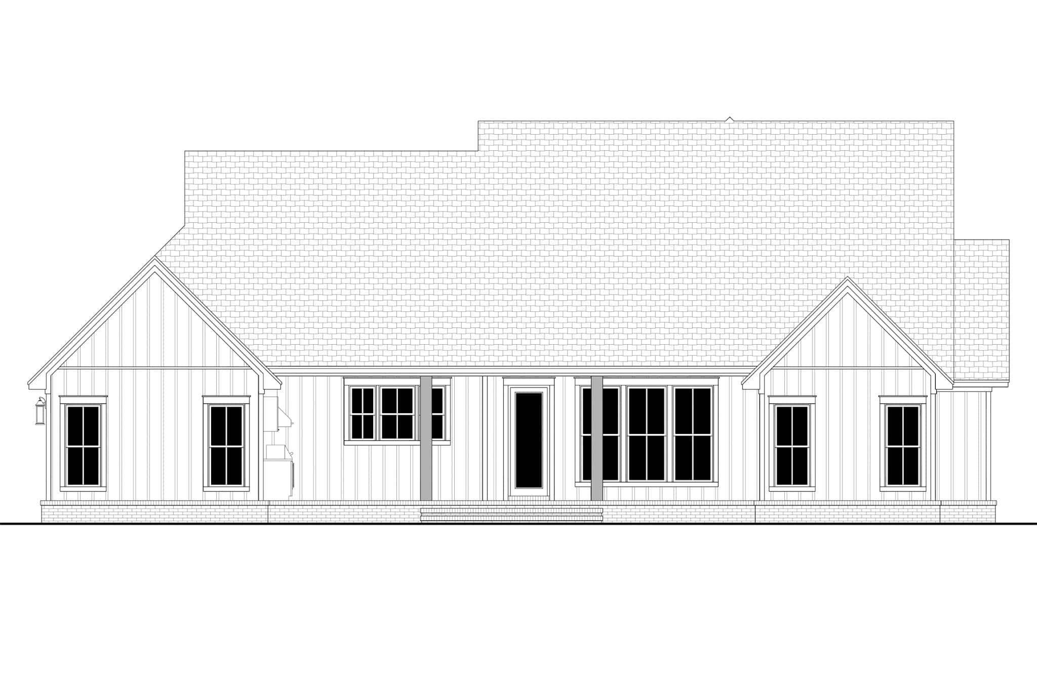 Home Plan Rear Elevation of this 4-Bedroom,2364 Sq Ft Plan -142-1550