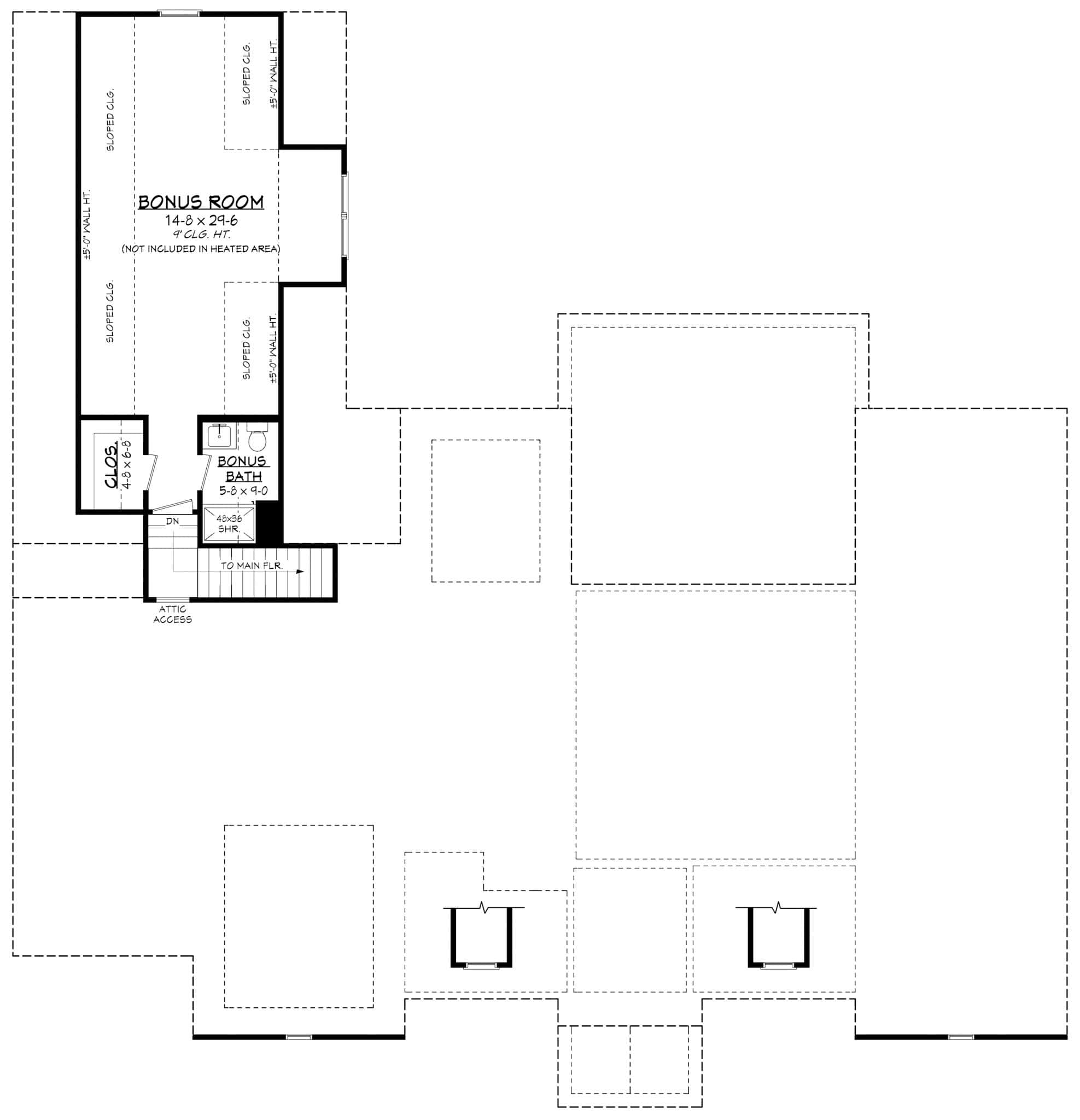 Bonus Room of Modern Farmhouse Plan #142-1551